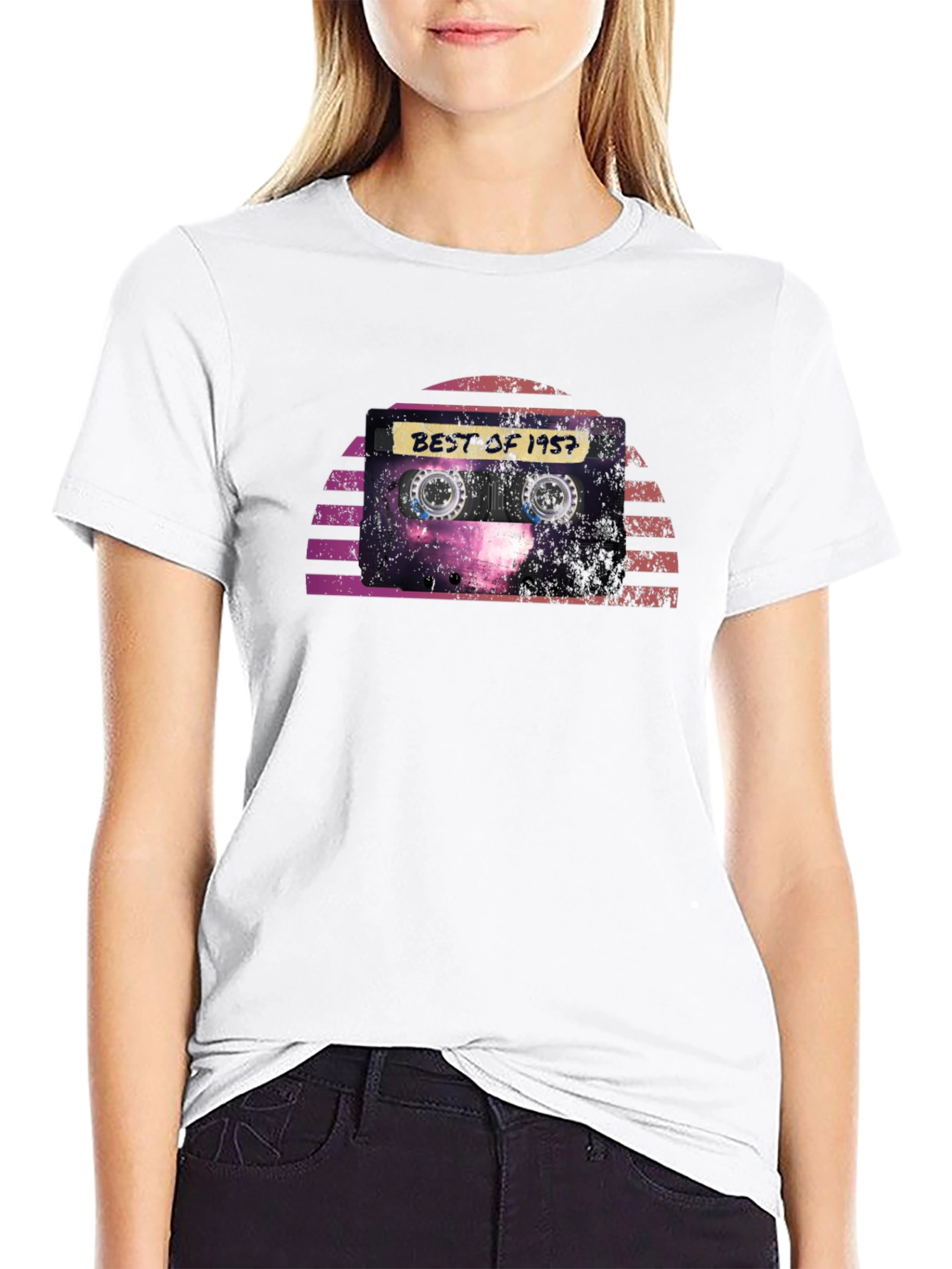 Black Best of 1957 Cassette Tape Graphic T-Shirt view 9