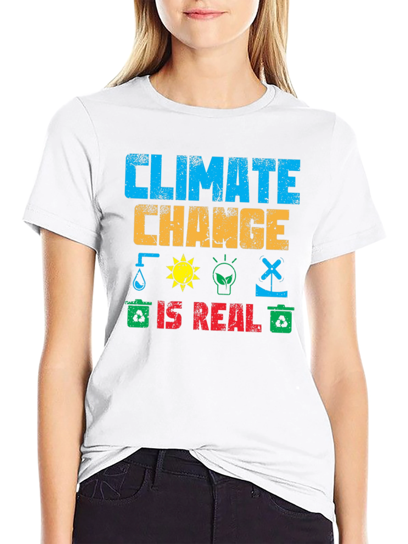 Black Climate Change is Real Graphic T-Shirt view 9