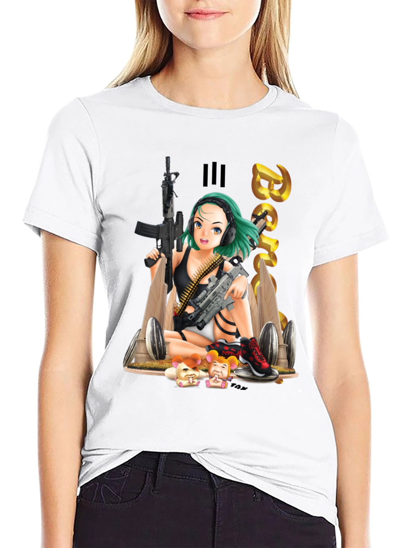 Black Anime Girl Graphic T-Shirt view 9