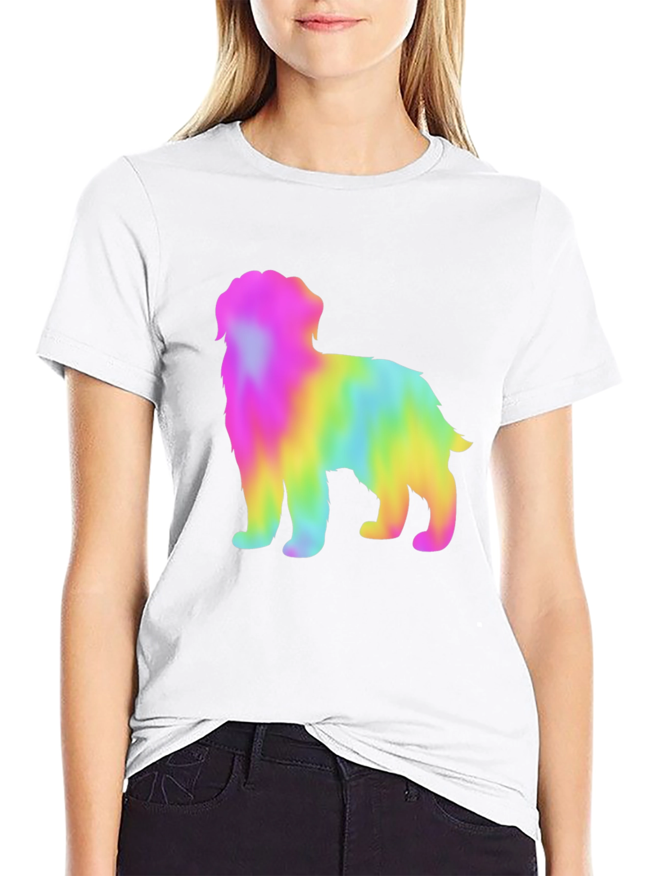 Black Rainbow Dog Graphic Tee - Unisex Black T-Shirt view 9