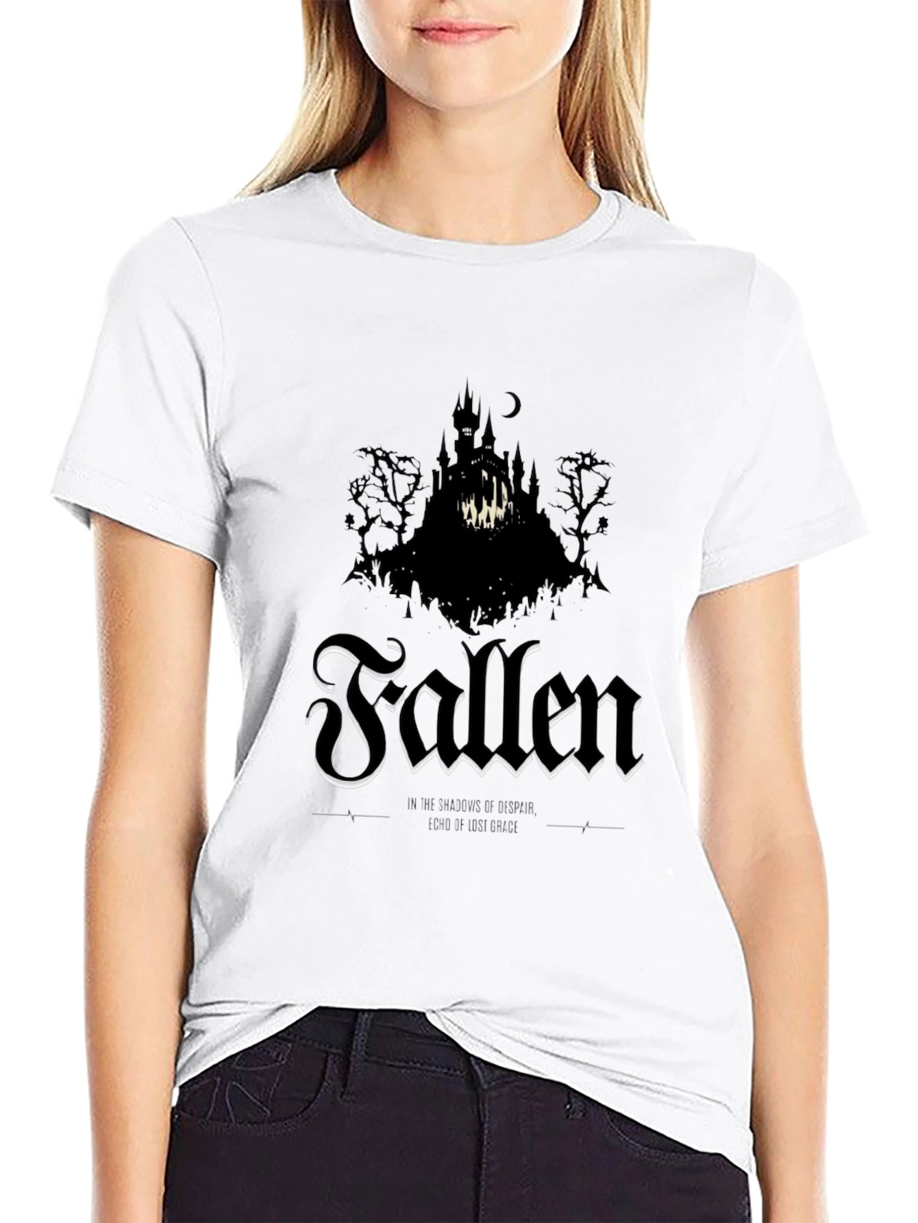 Black Fallen Graphic Tee - Dark Gothic Style view 9