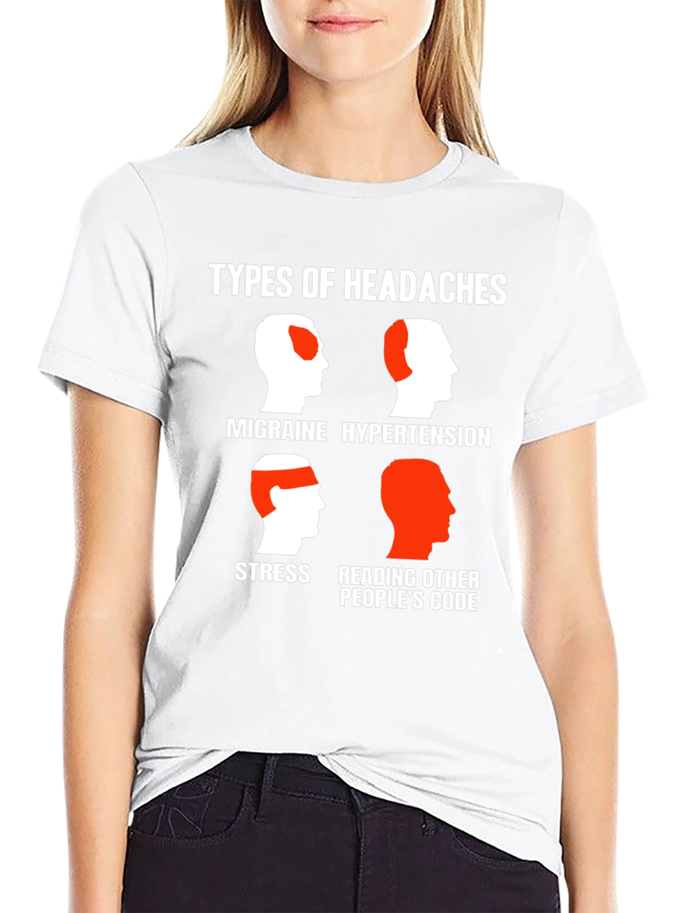 Black Headache Types Graphic Tee - Programmer Humor T-Shirt view 9
