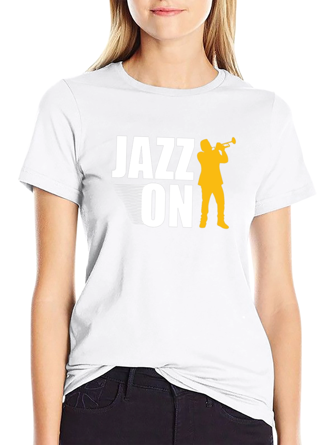 Black Jazz On Graphic Tee - Black Cotton T-Shirt view 9