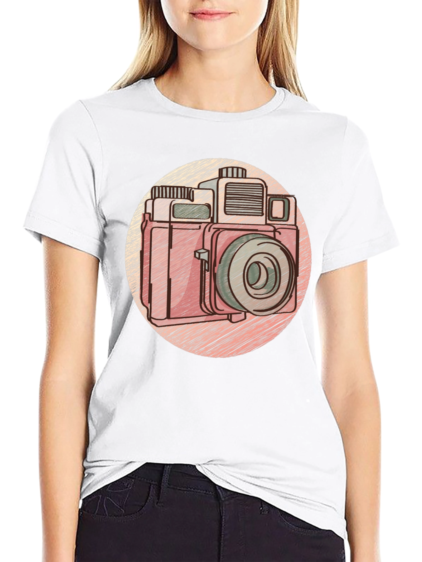 Black Retro Camera Graphic Tee - Vintage Style T-Shirt view 9