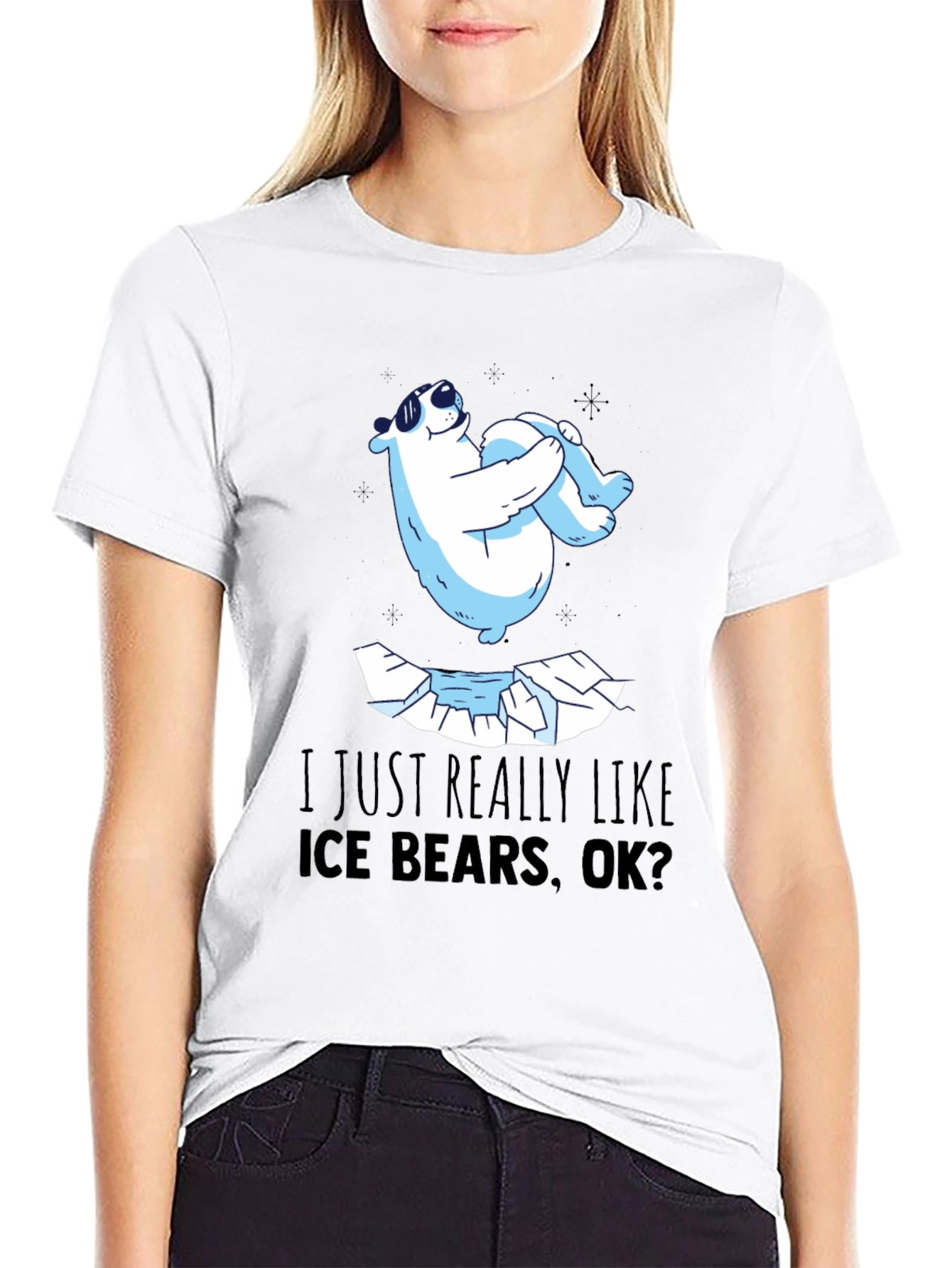 Black Cool Polar Bear T-Shirt - I Just Really Like Ice Bears view 9
