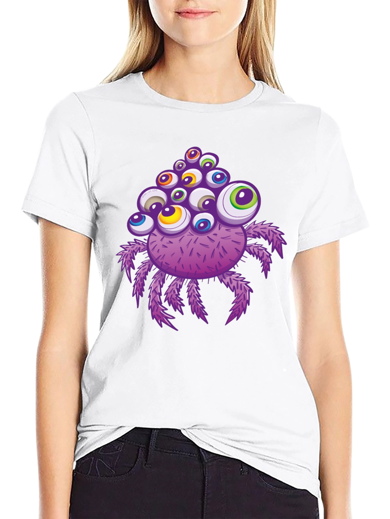 Black Eye-Catching Spider Graphic T-Shirt view 9