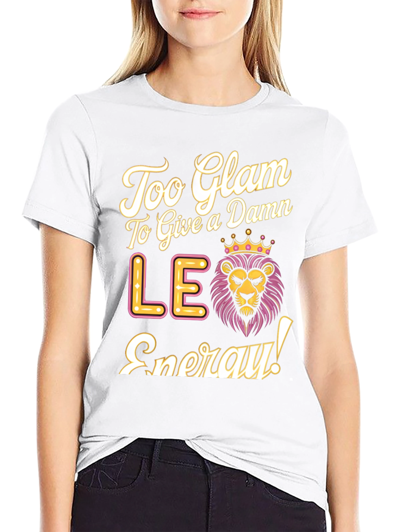 Black Too Glam Leo Energy Black T-Shirt view 9