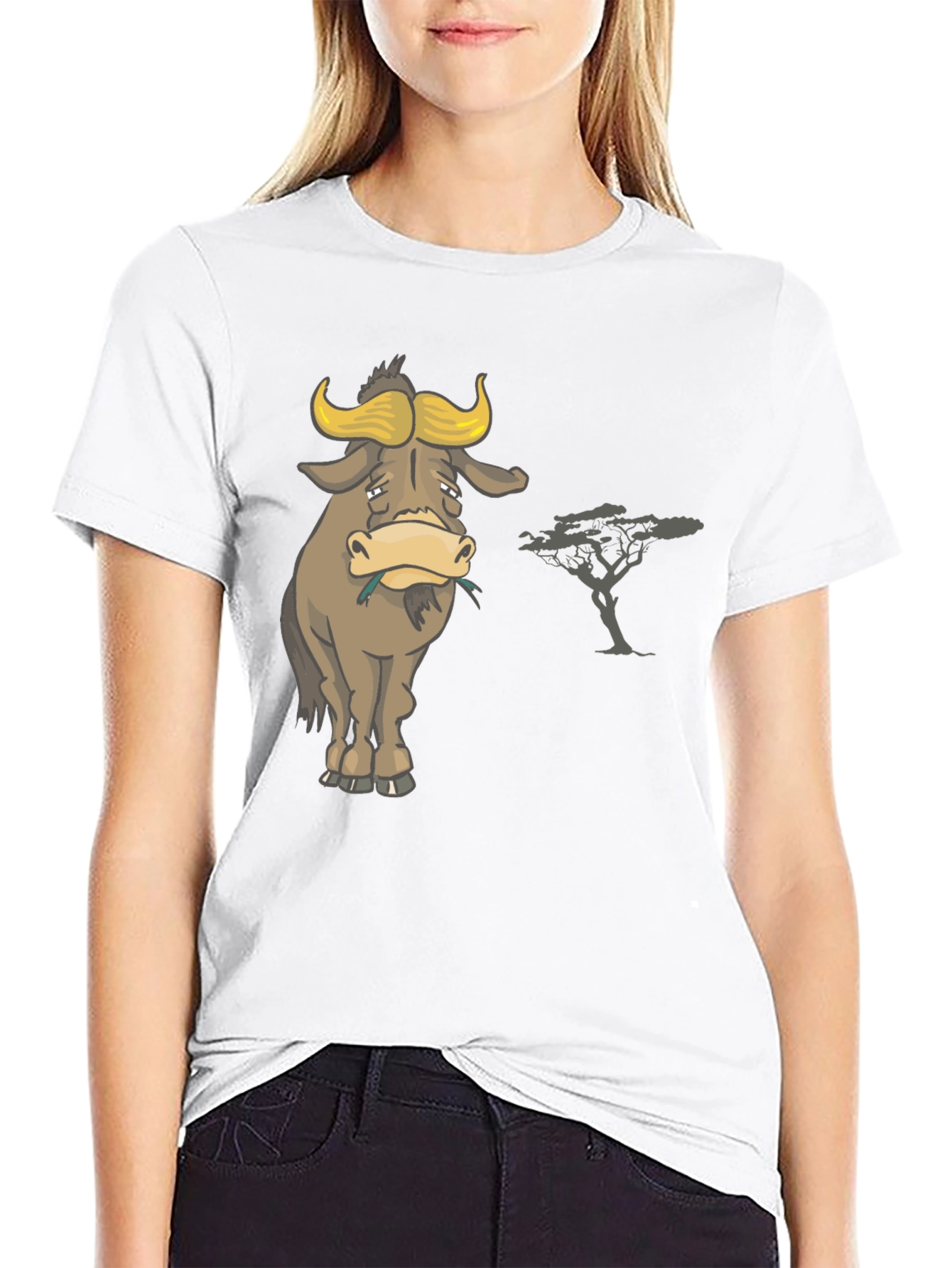 Black Sad Wildebeest T-Shirt - Men's Black Graphic Tee view 9