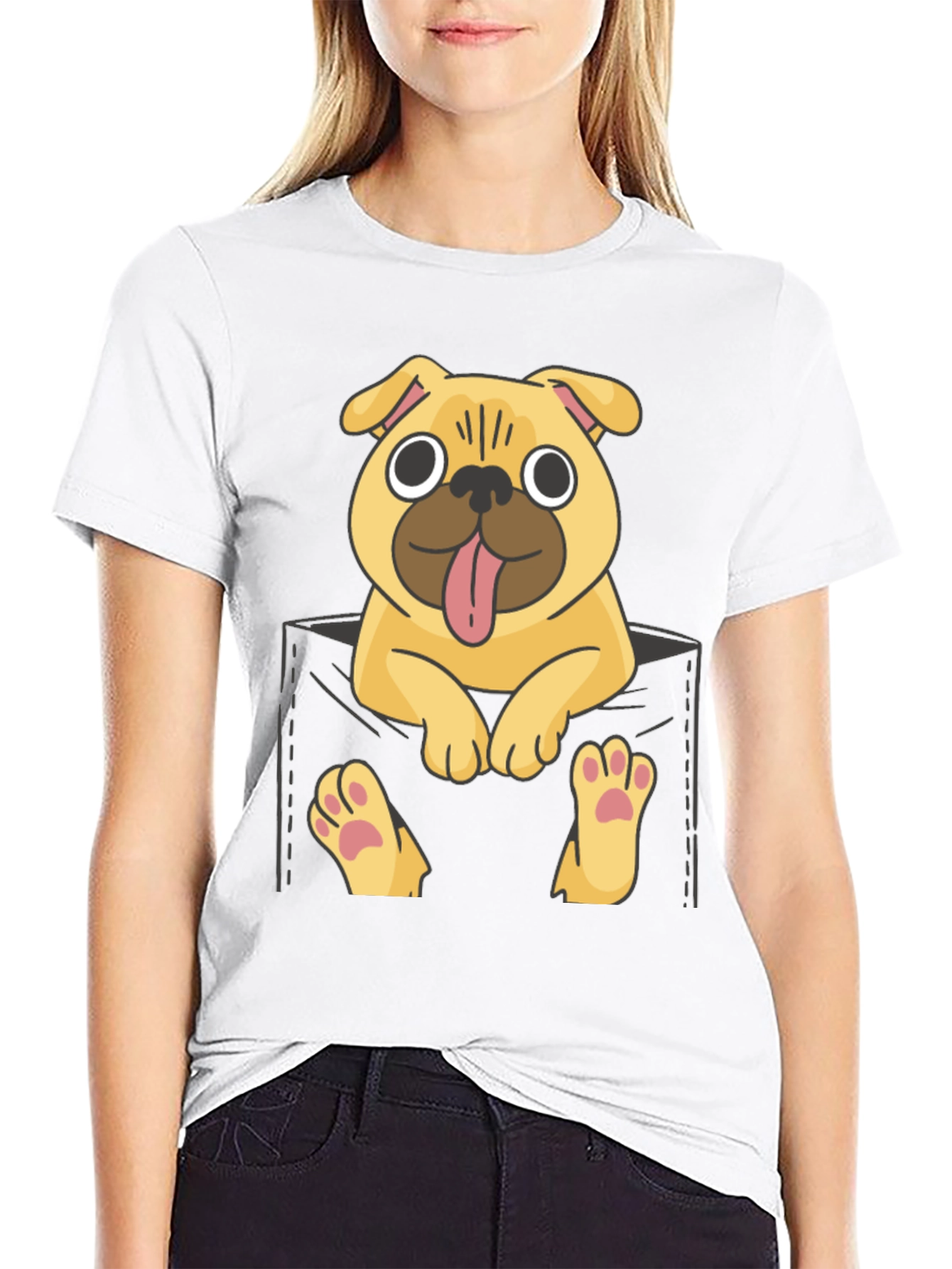 Black Pug in Pocket Graphic Tee - Fun & Casual view 9