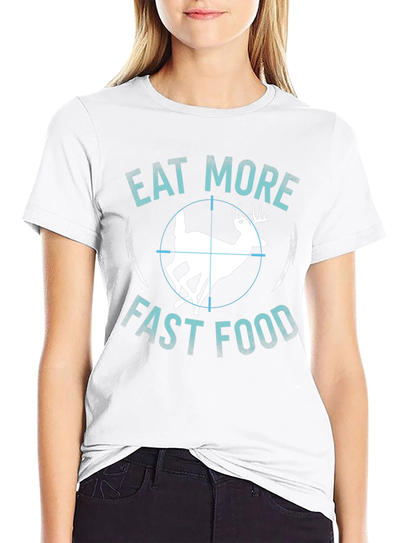 Black Eat More Fast Food Deer T-Shirt view 9
