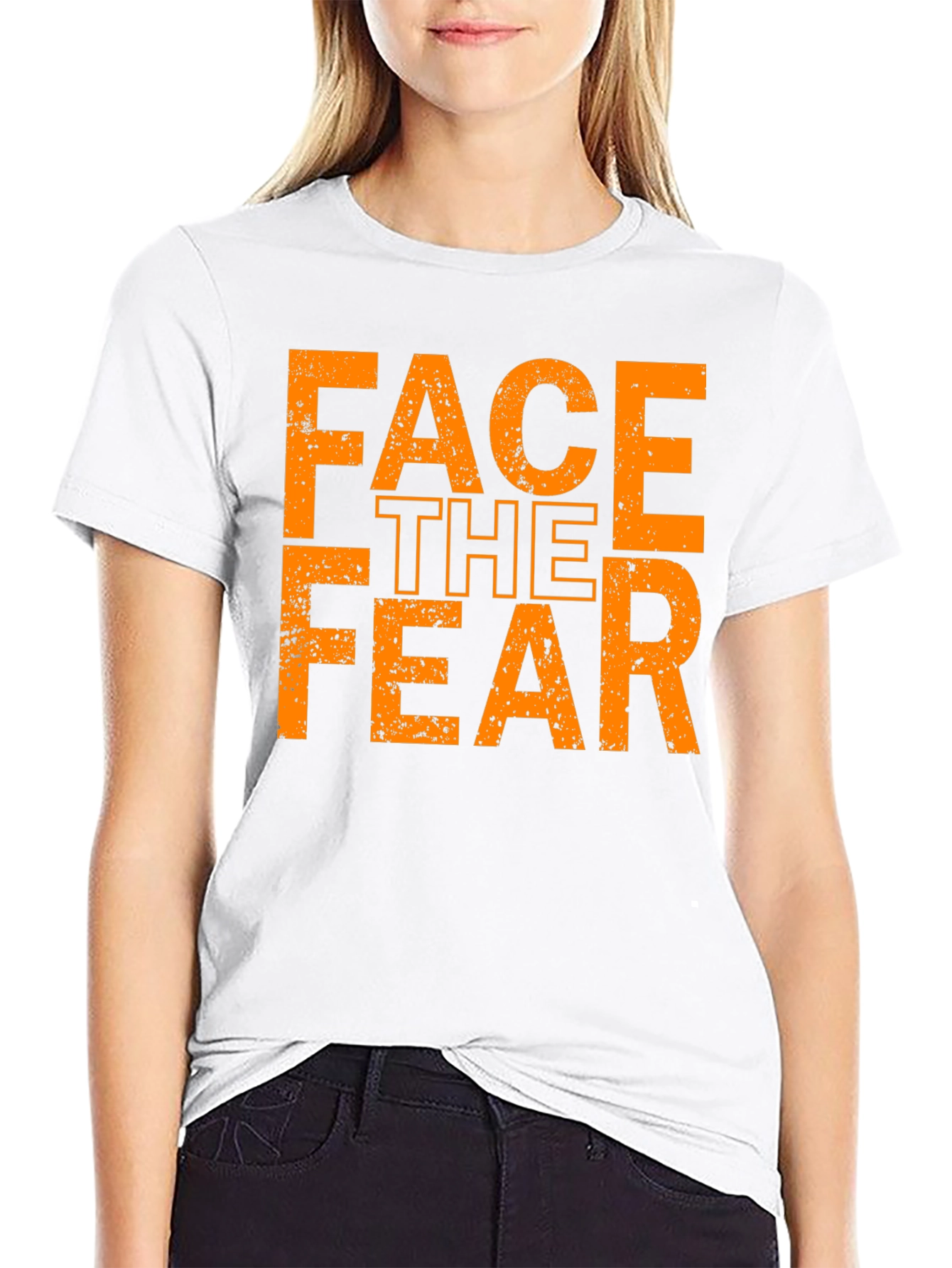 Black Face The Fear Graphic Tee - Black Cotton T-Shirt view 9