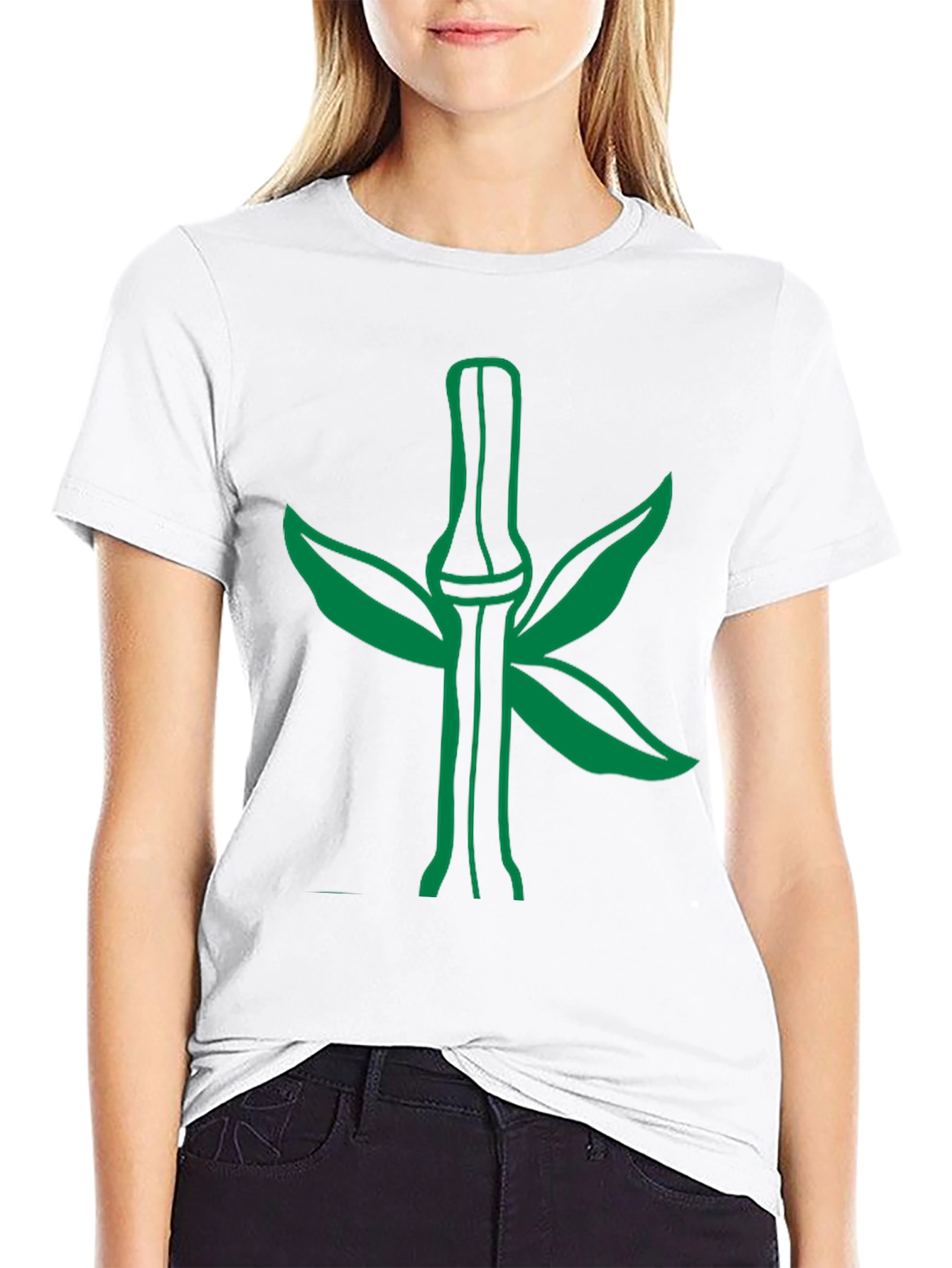 Black Green Bamboo Graphic Tee - Stylish Nature Design view 9