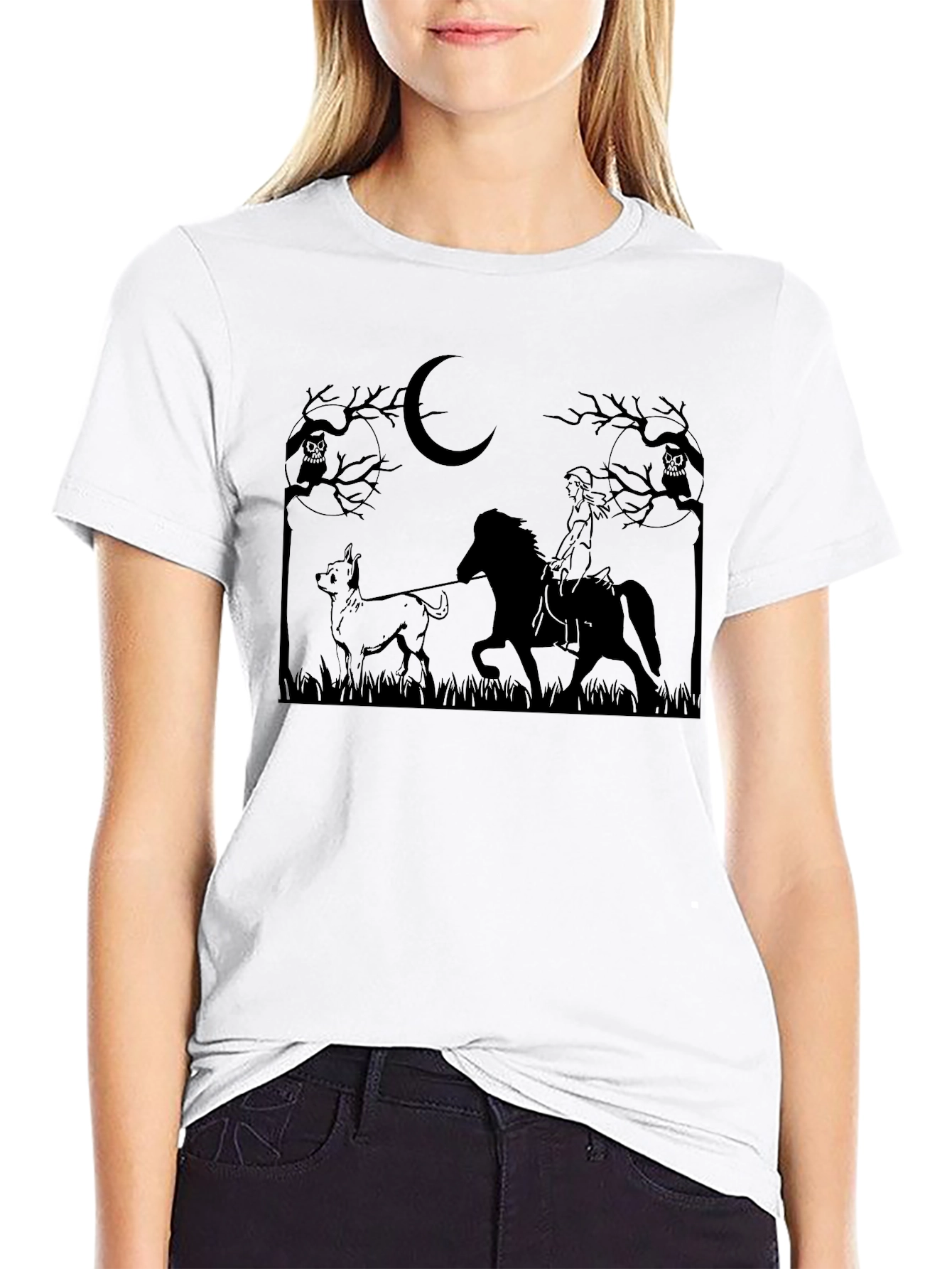 Black Moonlit Ride Graphic T-Shirt - Unisex Black Tee view 9