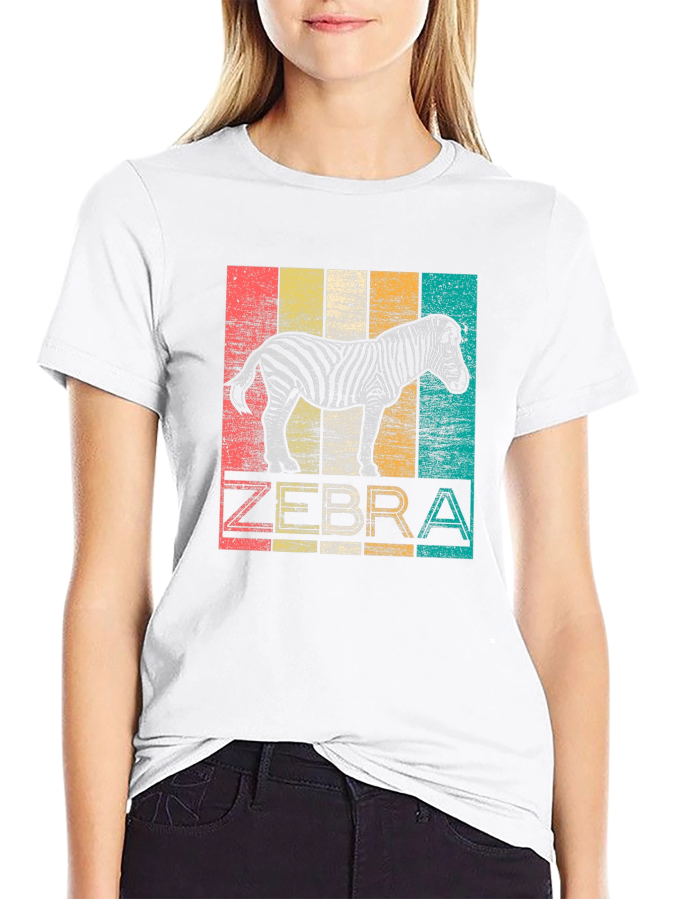 Black Retro Zebra T-Shirt - Vintage Animal Tee view 9