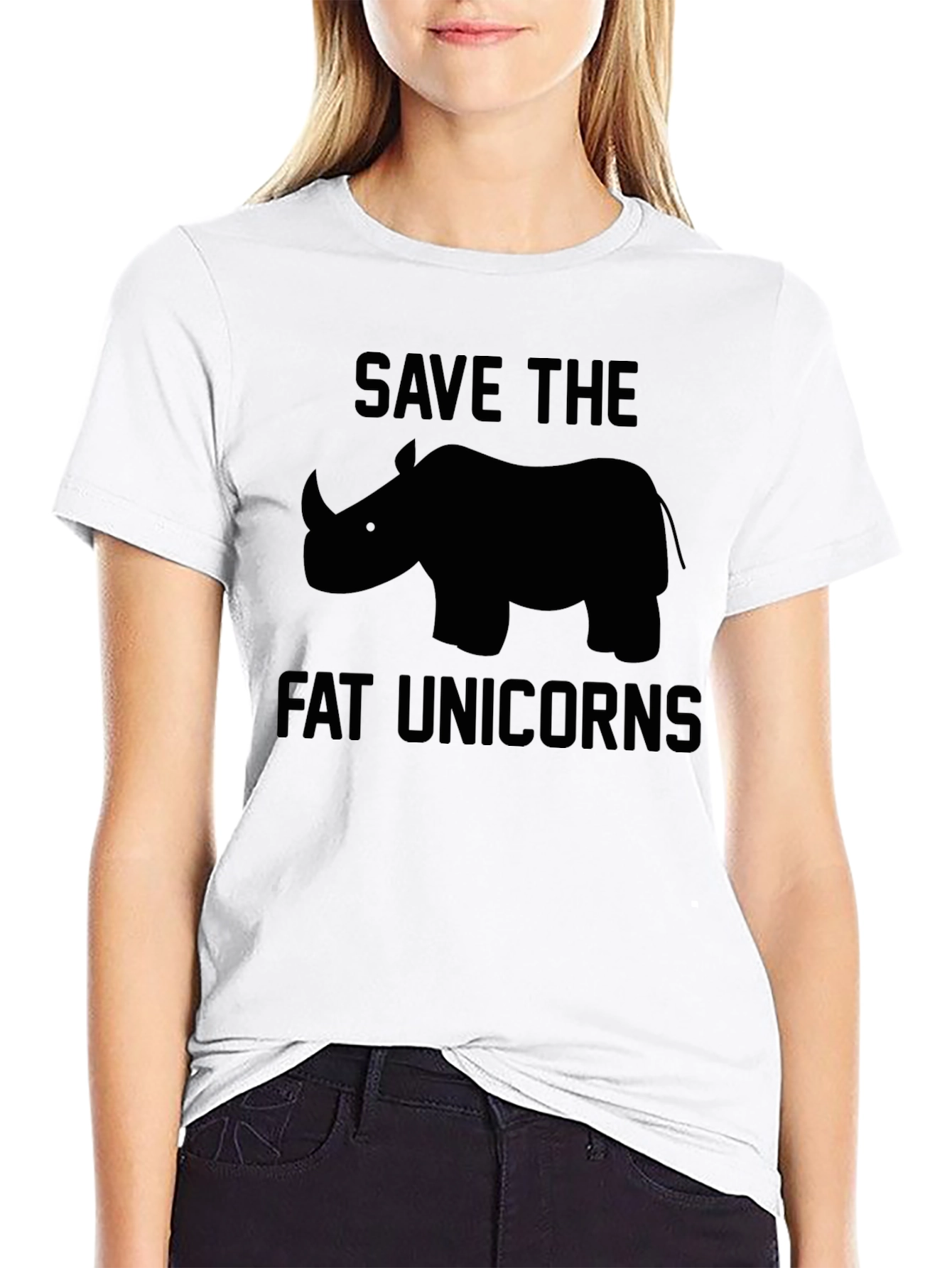 Black Save The Fat Unicorns Graphic Tee view 9