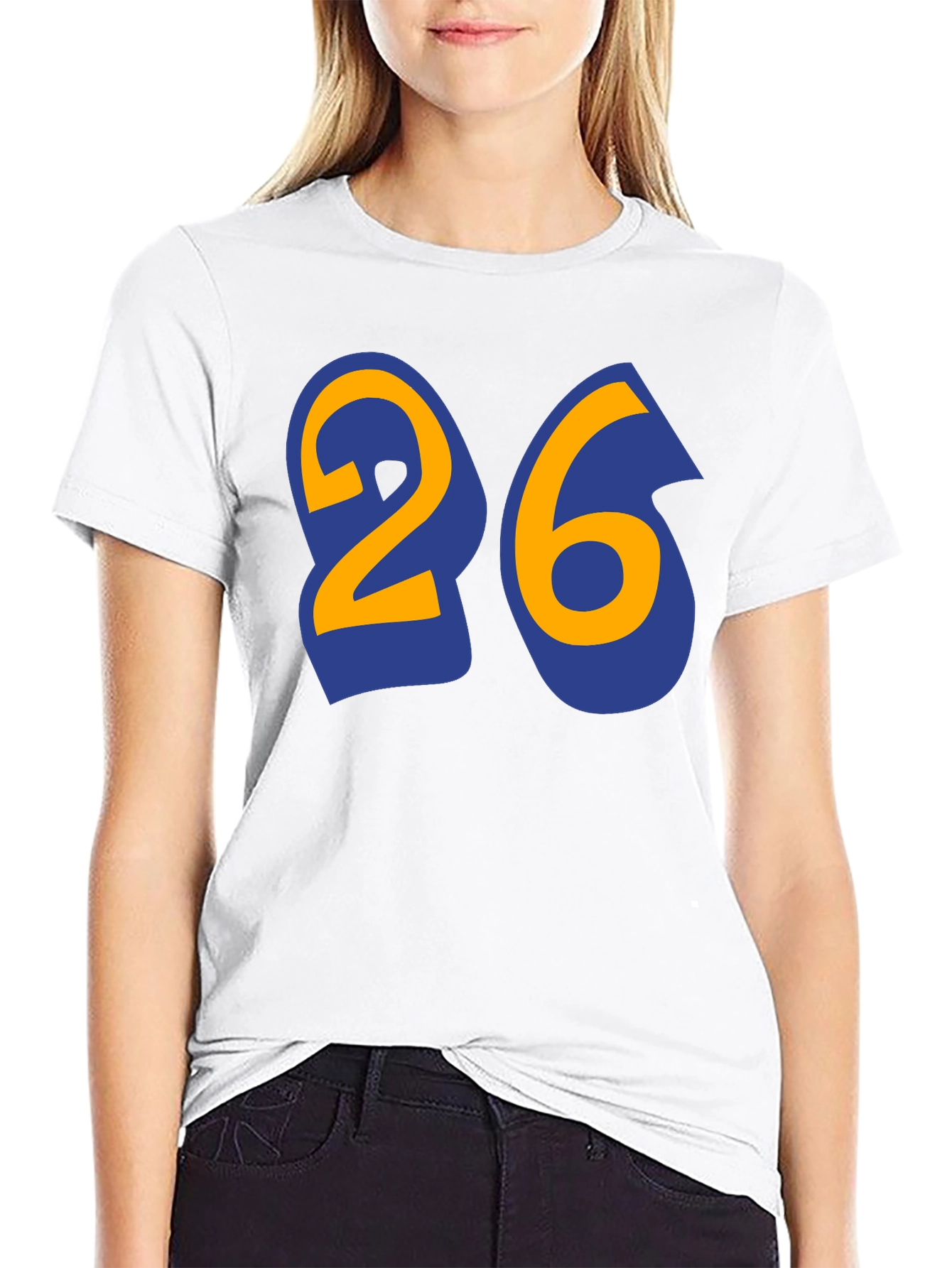 Black Black T-Shirt with Bold Number 26 Design view 9