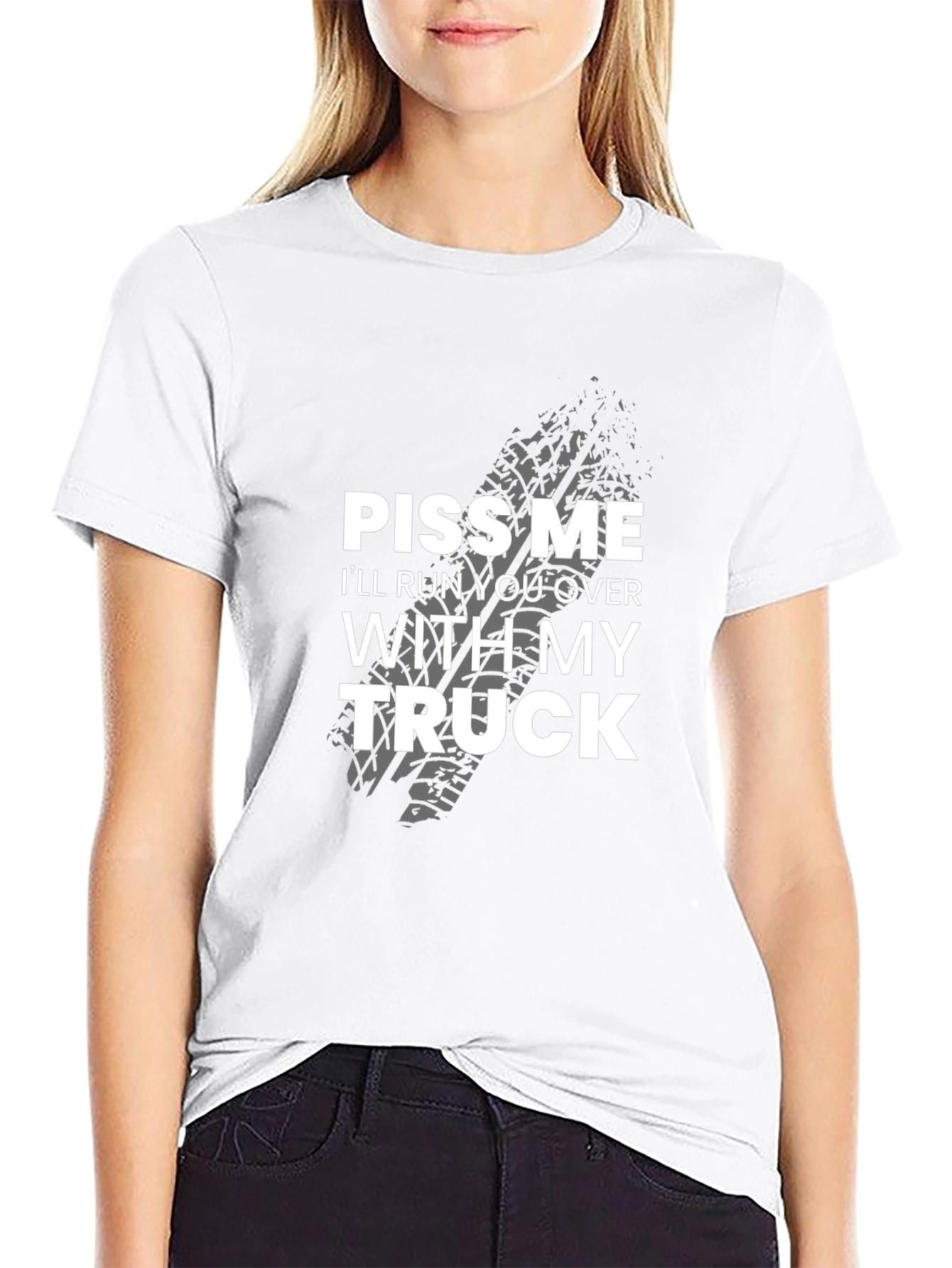 Black Piss Me Off Truck Graphic Tee - Bold Statement T-Shirt view 9