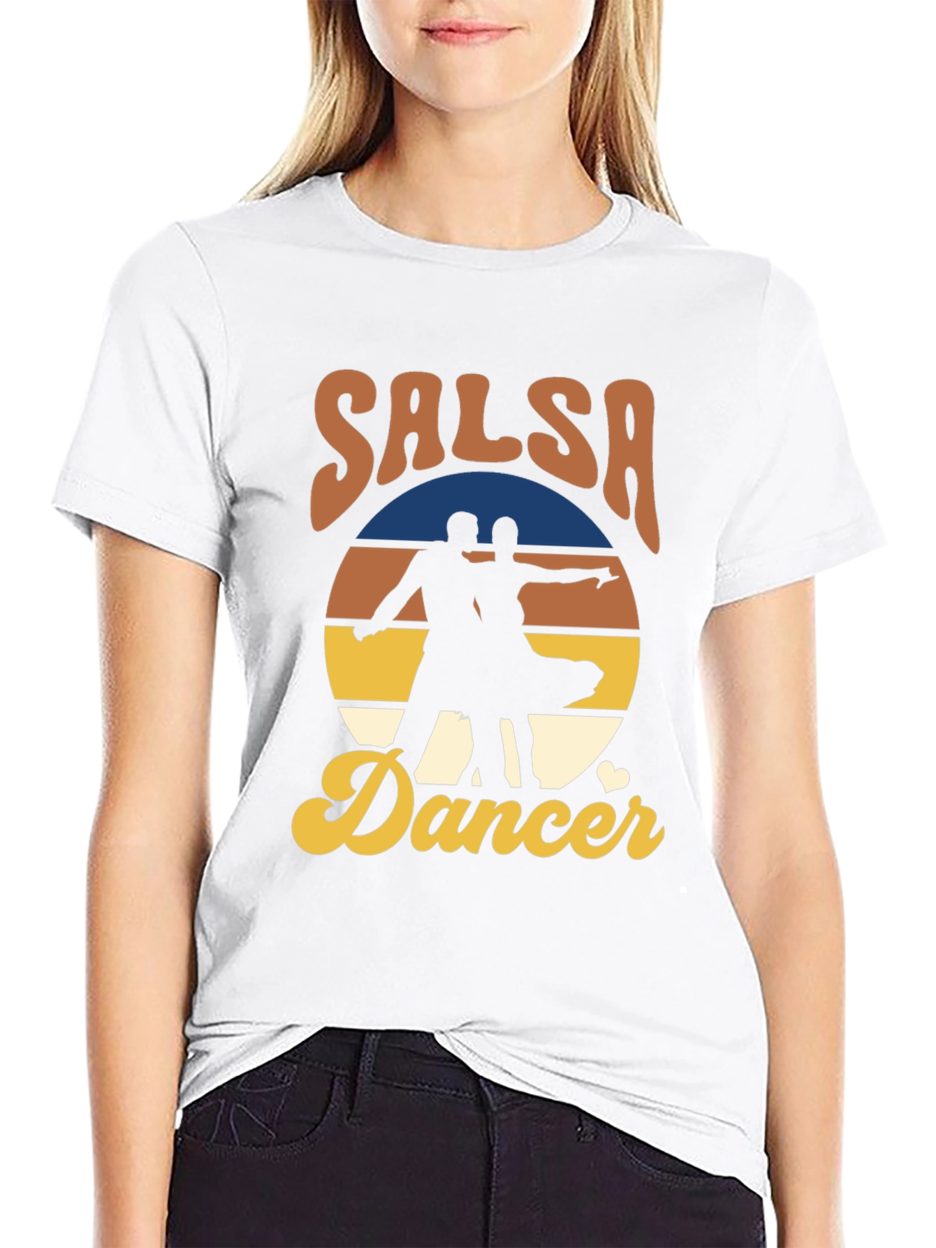 Black Salsa Dancer Retro T-Shirt - Dance the Night Away! view 9