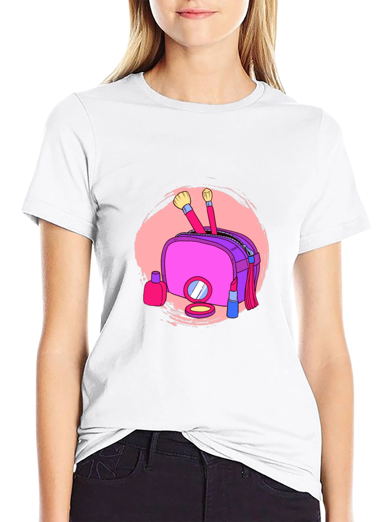 Black Makeup Bag Graphic Tee - Stylish Black T-Shirt view 9