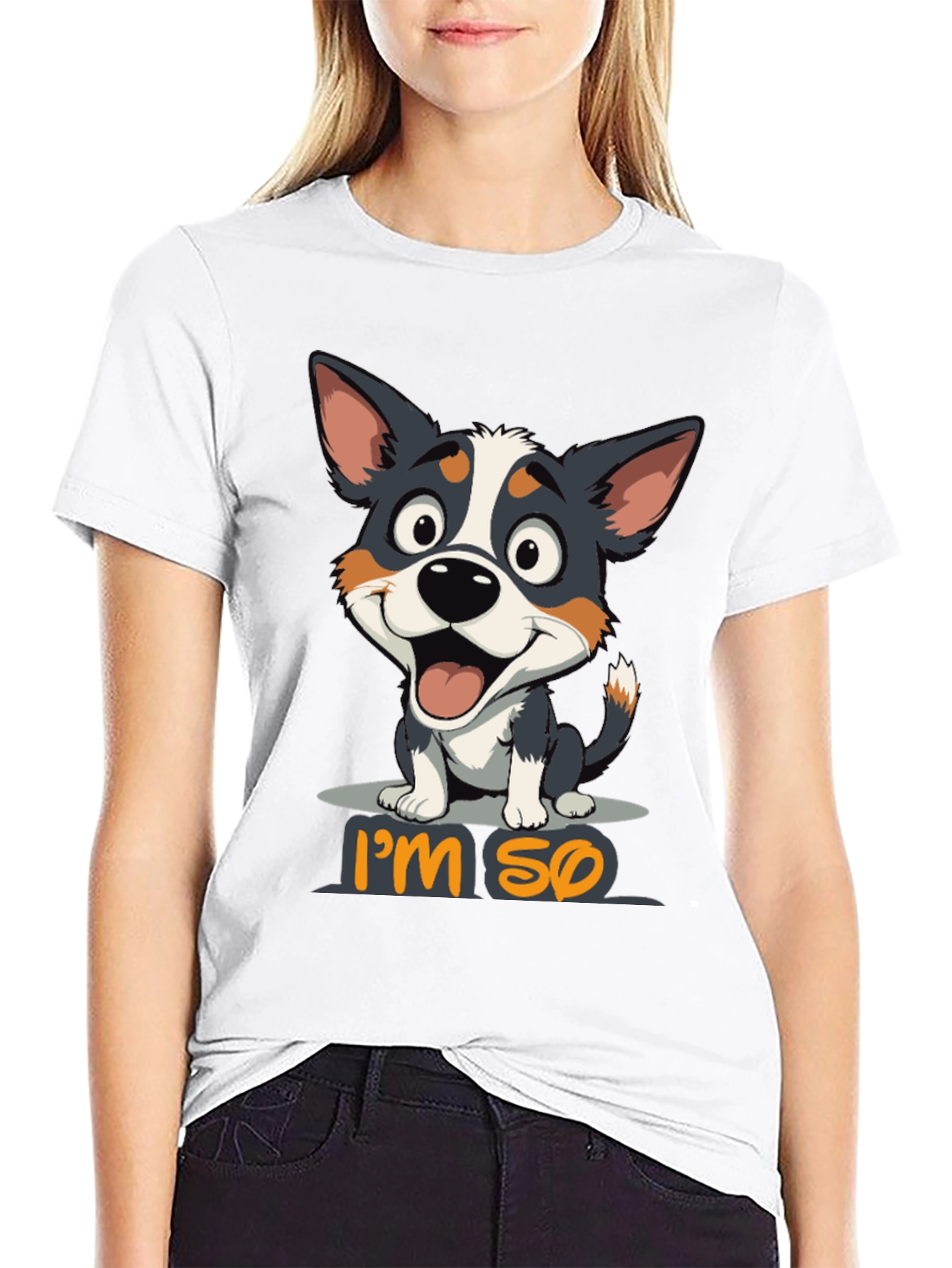 Black I'm So Happy Dog Graphic T-Shirt view 9