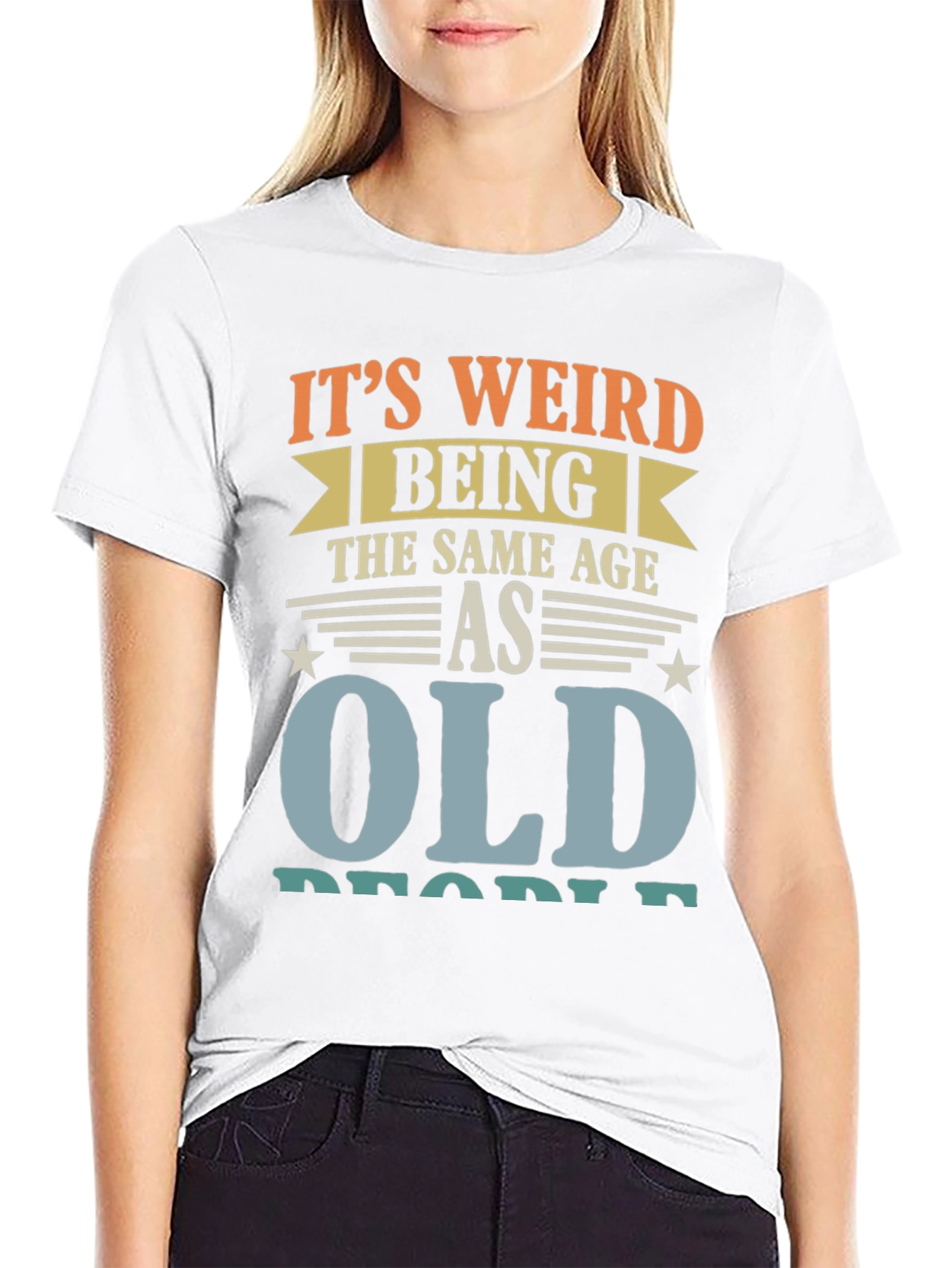 Black It's Weird Being The Same Age As Old People Funny T-Shirt view 9