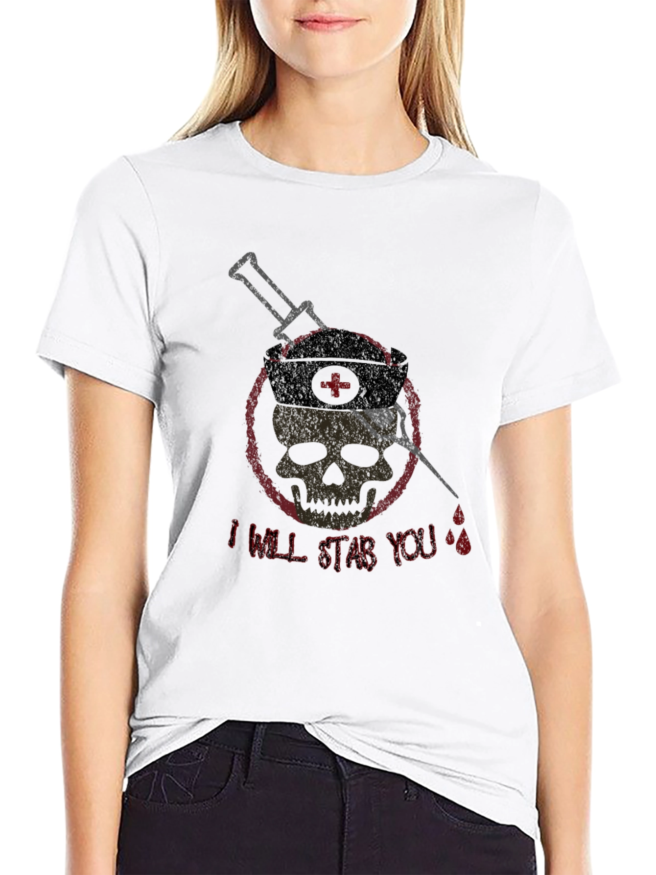 Black I Will Stab You Graphic Tee - Unisex Black T-Shirt view 9
