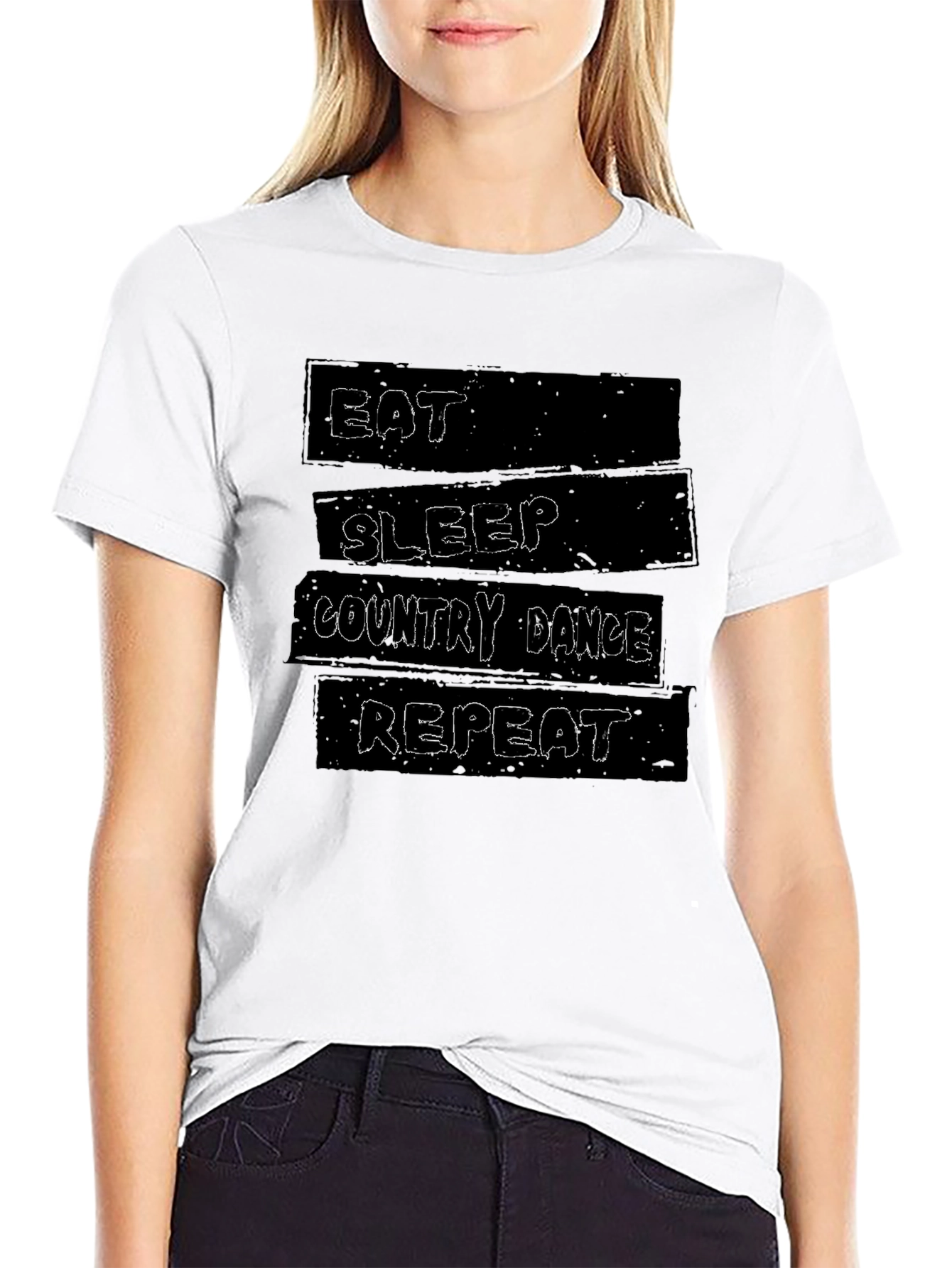 Black Eat Sleep Country Dance Repeat T-Shirt view 9