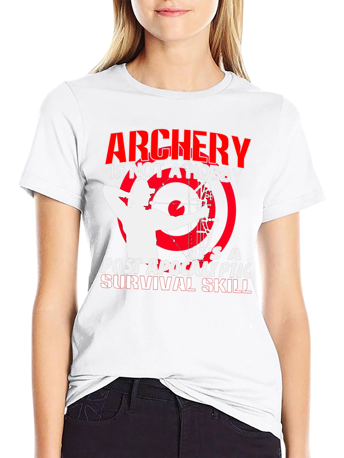 Black Archery Post Apocalyptic Survival Skill Graphic T-Shirt view 9