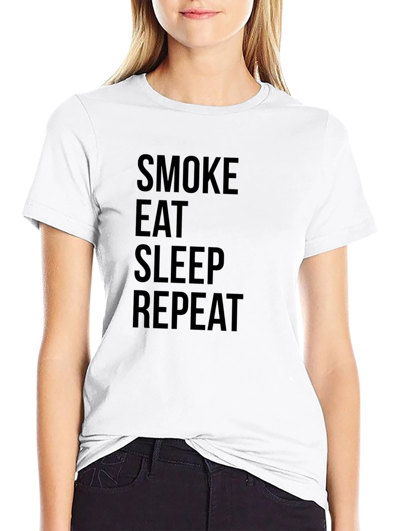 Black Smoke Eat Sleep Repeat Graphic Tee view 9