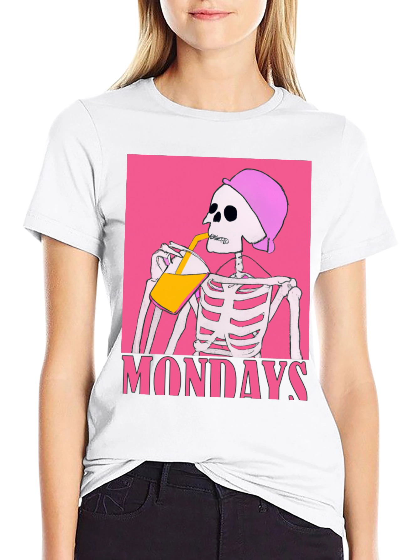 Black Mondays Skeleton Drink Tee - Black Graphic T-Shirt view 9
