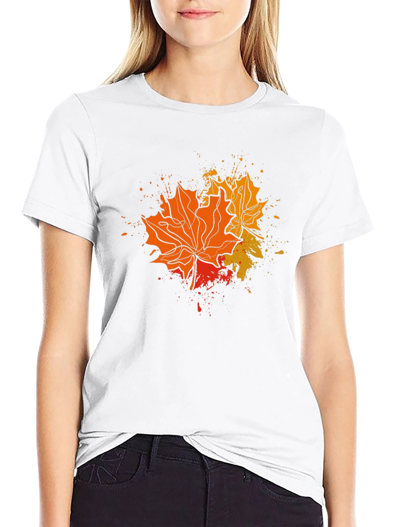 Black Fall Leaves Graphic Tee - Black T-Shirt view 9