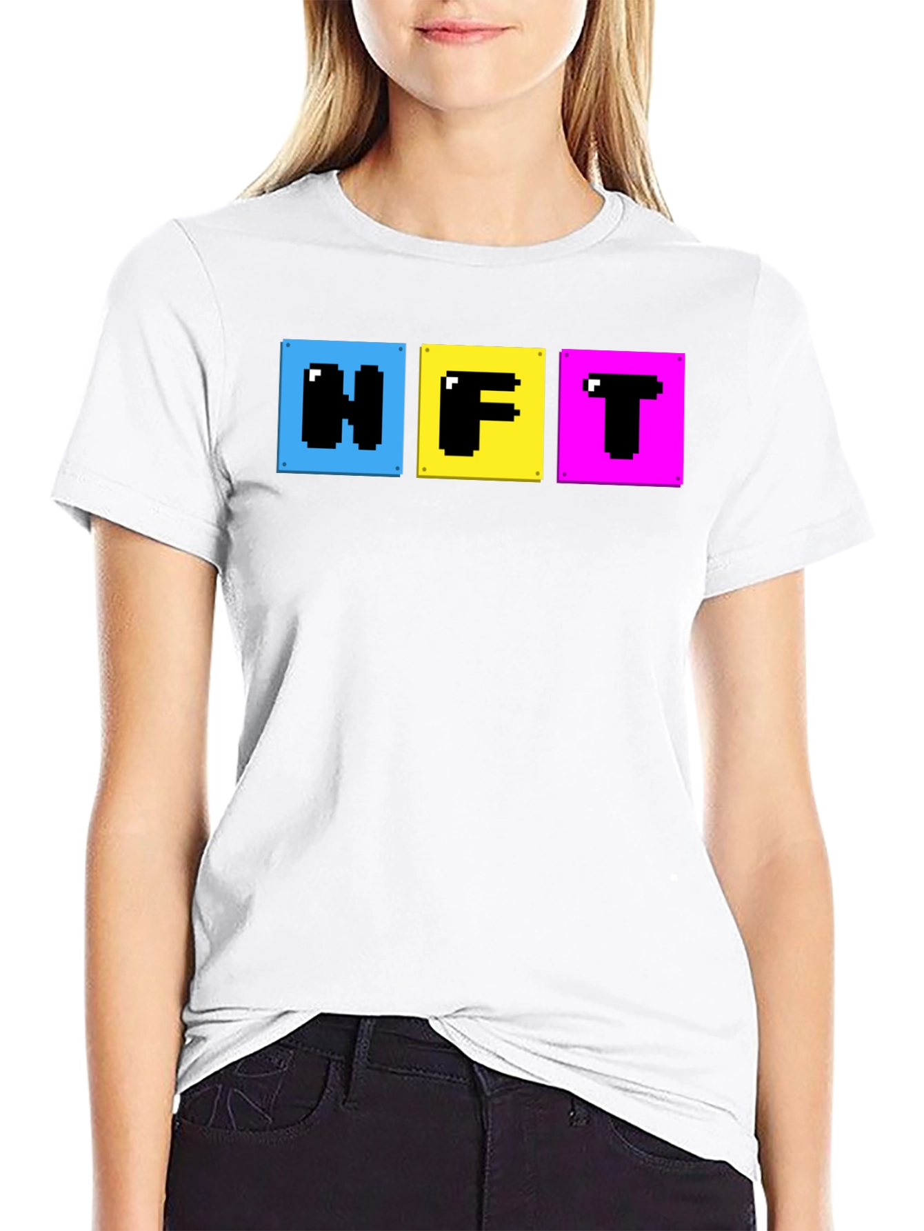 Black Pixelated NFT T-Shirt - Crypto Art Fashion view 9
