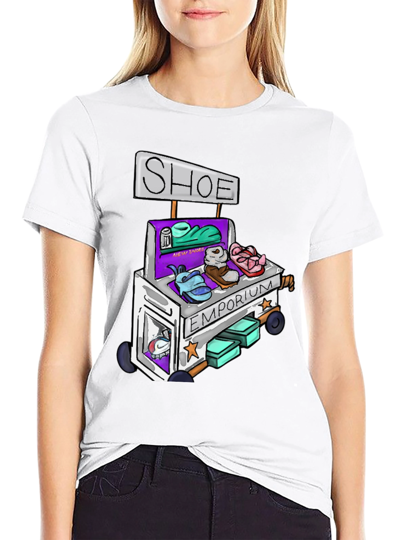 Black Shoe Emporium Tee - Unique Cartoon Design view 9