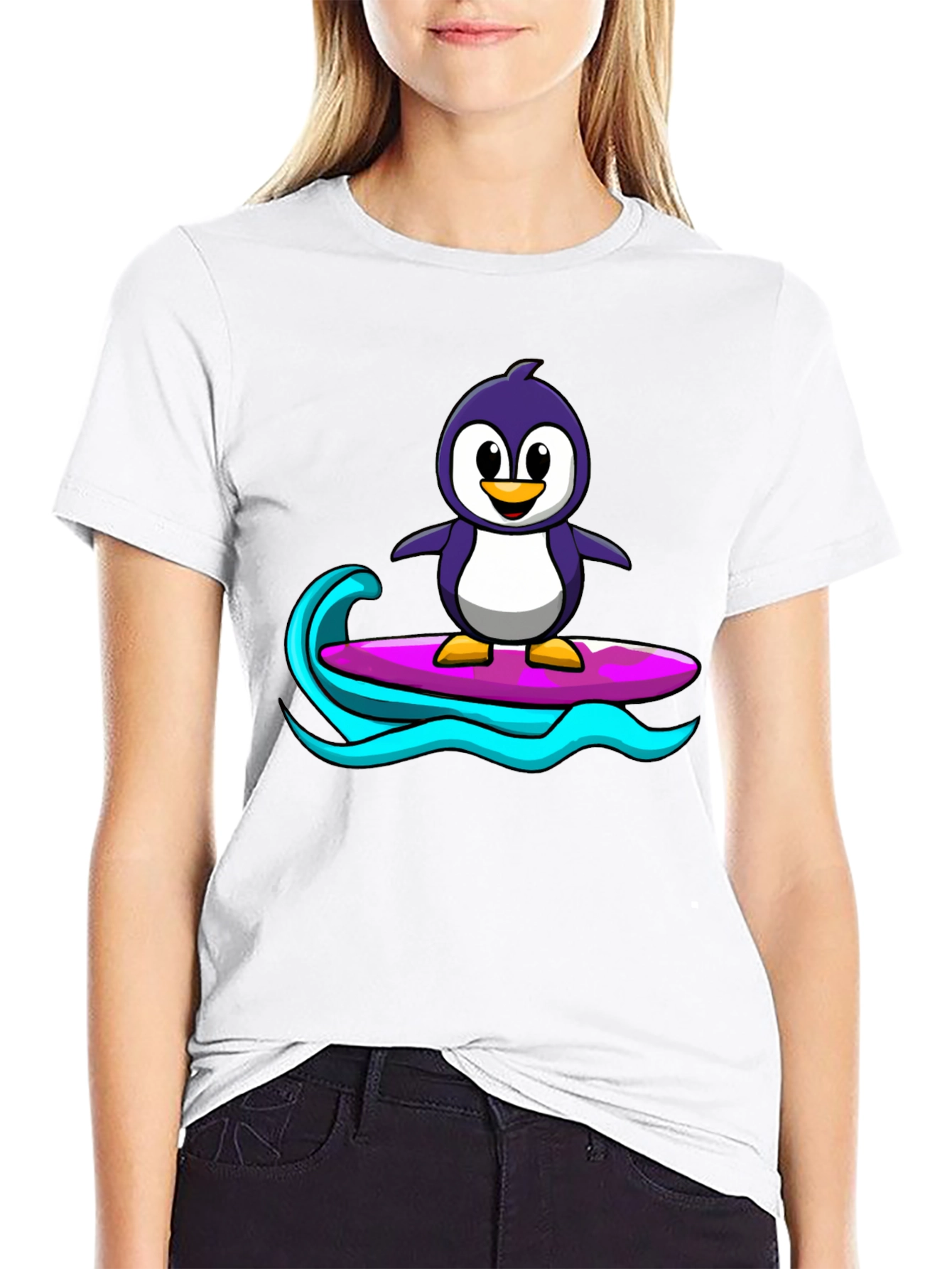 Black Penguin Surfing Graphic Tee - Black view 9