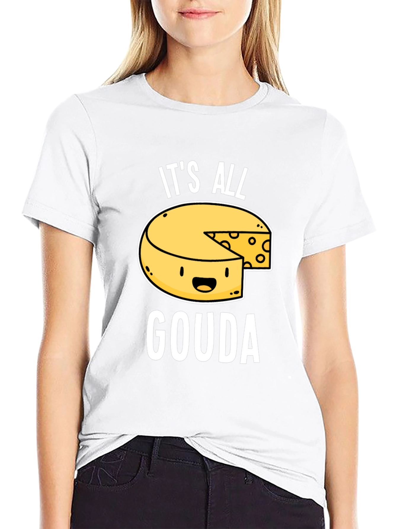 Black It's All Gouda T-Shirt - Funny Cheese Lover Tee view 9