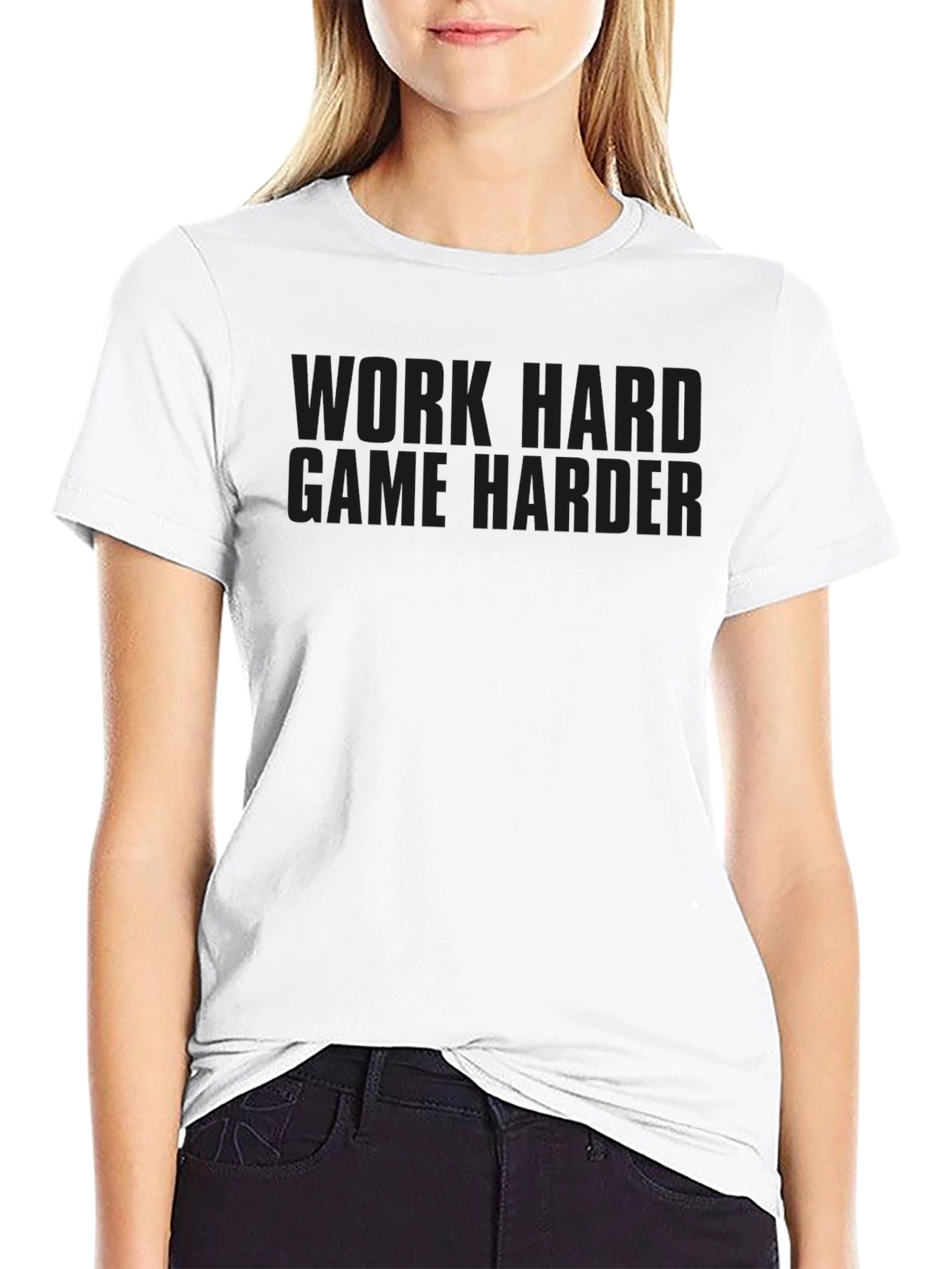 Black Work Hard, Game Harder - Black T-Shirt view 9