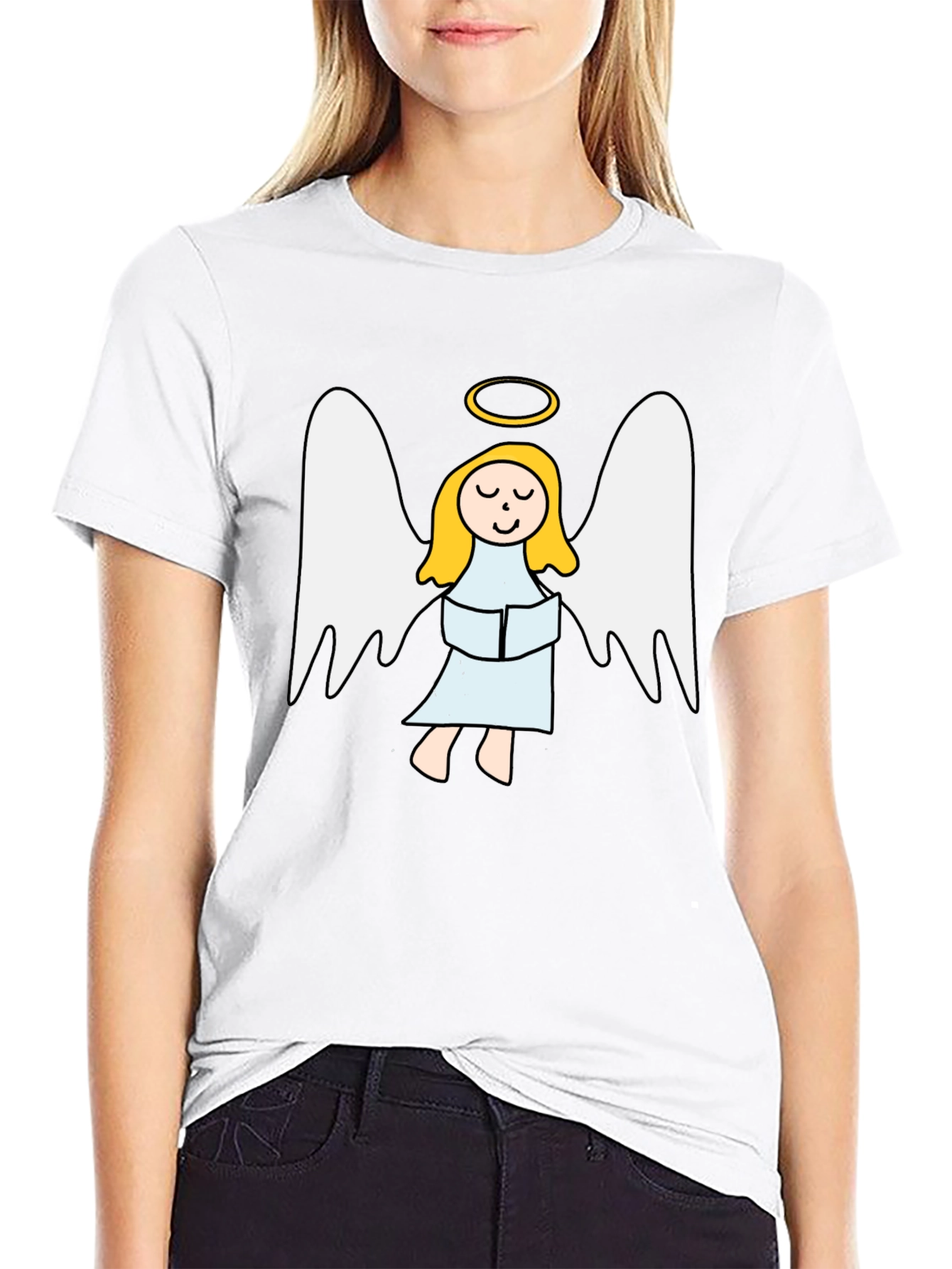 Black Angel Graphic Tee - Black Cotton T-Shirt view 9