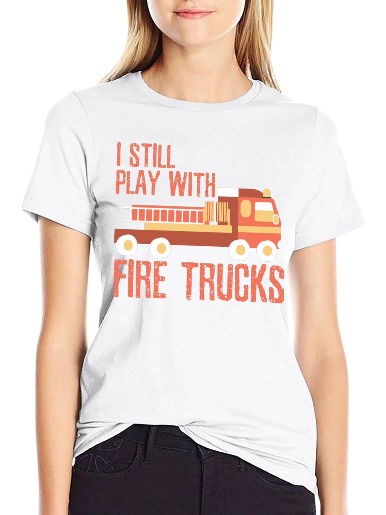 Black Fire Trucks T-Shirt - Play with Fire Trucks! view 9