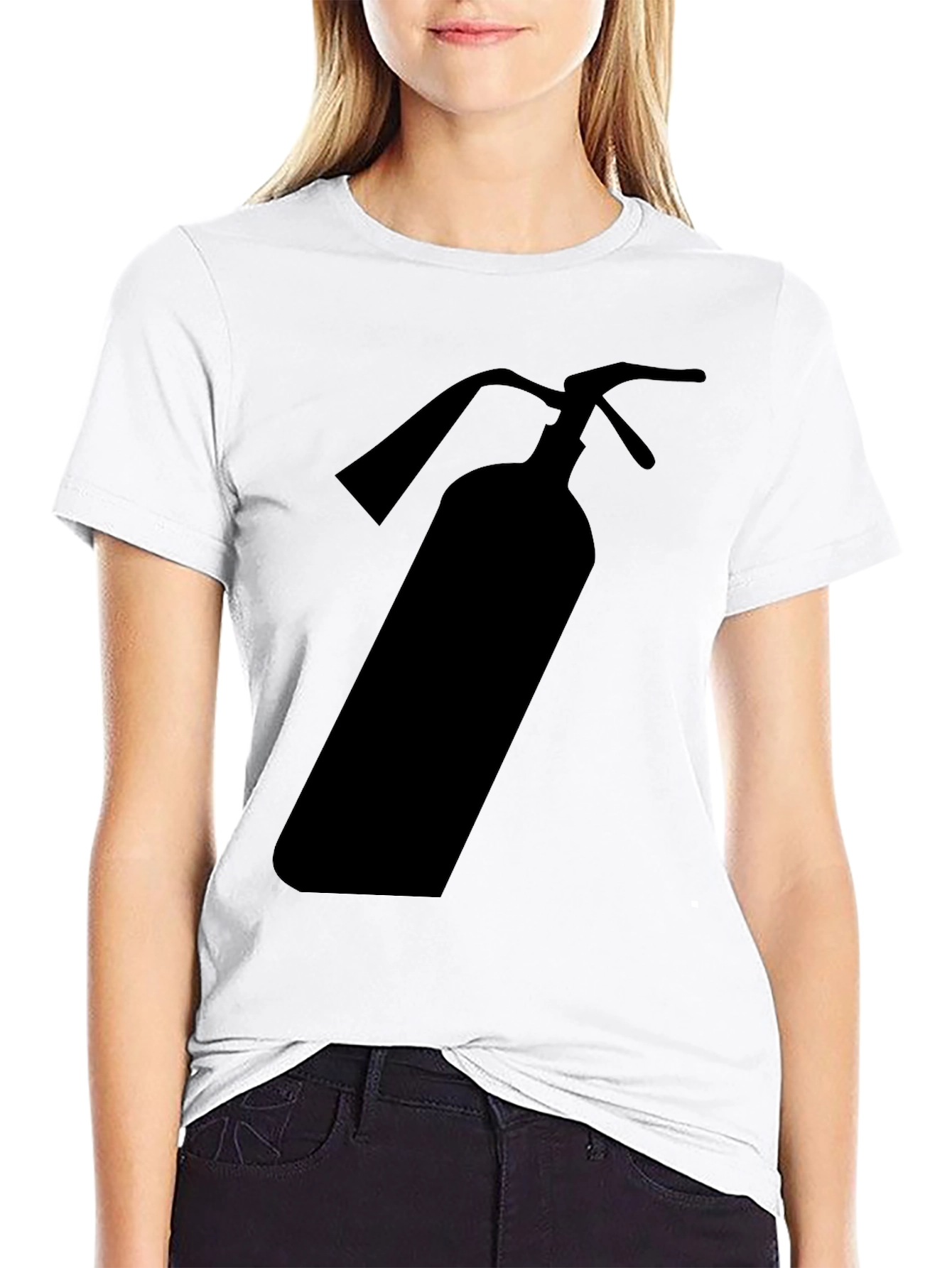 Black Fire Extinguisher Graphic Tee - Black Cotton T-Shirt view 9