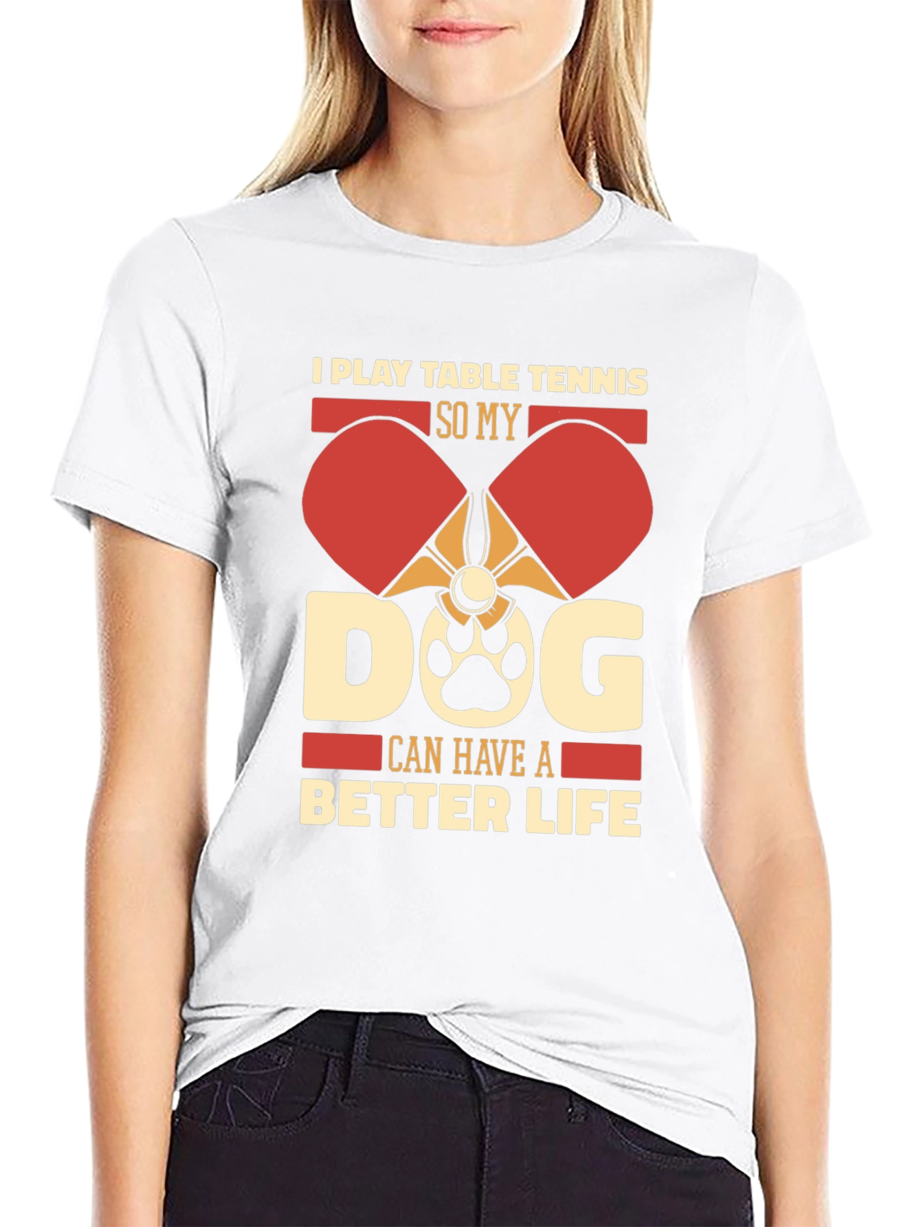 Black Table Tennis Dog Lover T-Shirt view 9