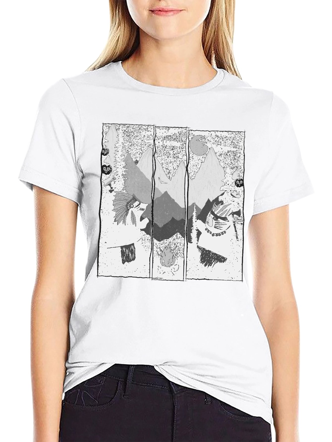 Men's Black T-Shirt with Mountain Graphic Print - 9