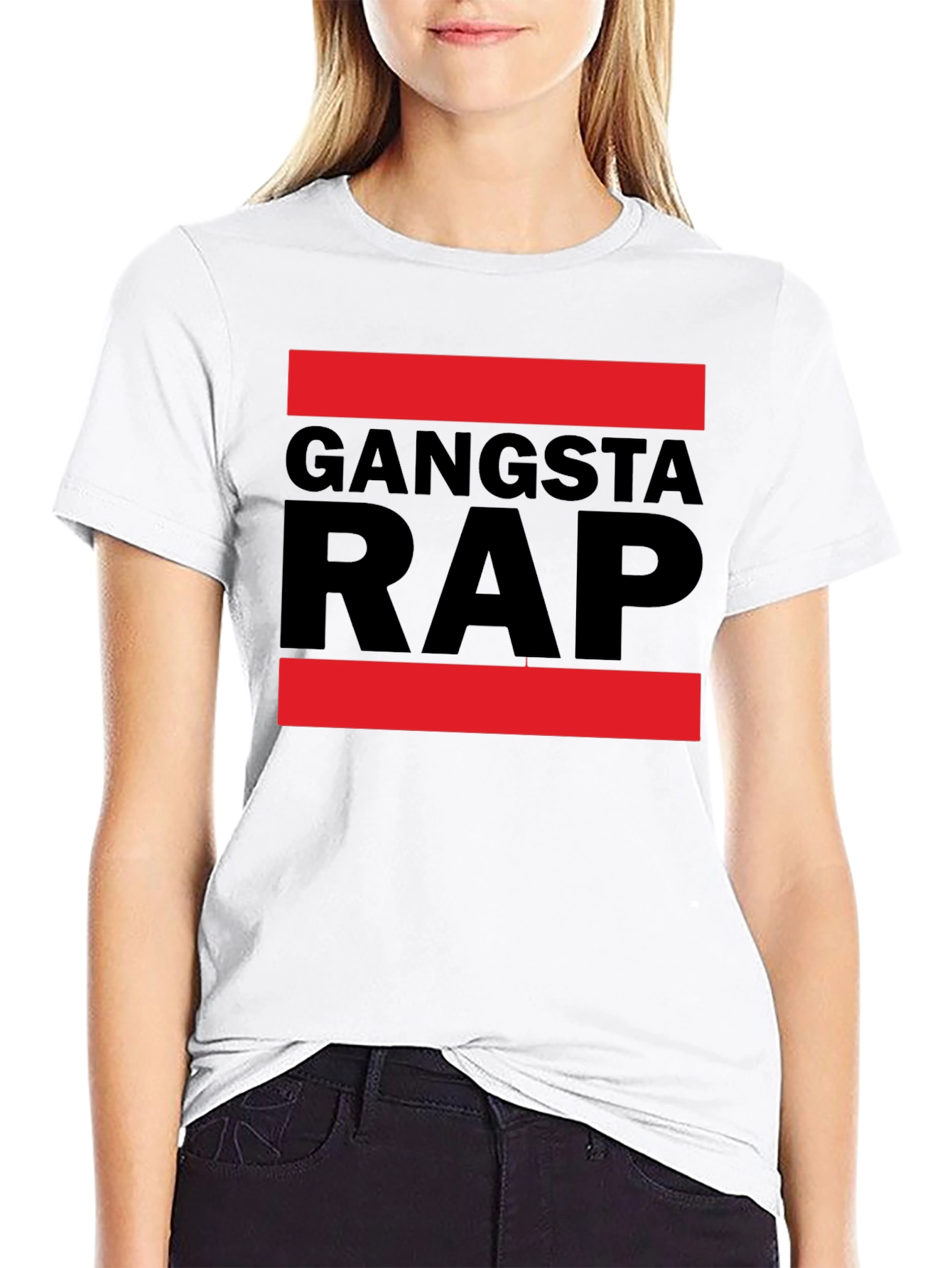 Black Gangsta Rap Graphic Tee - Black Cotton Blend view 9