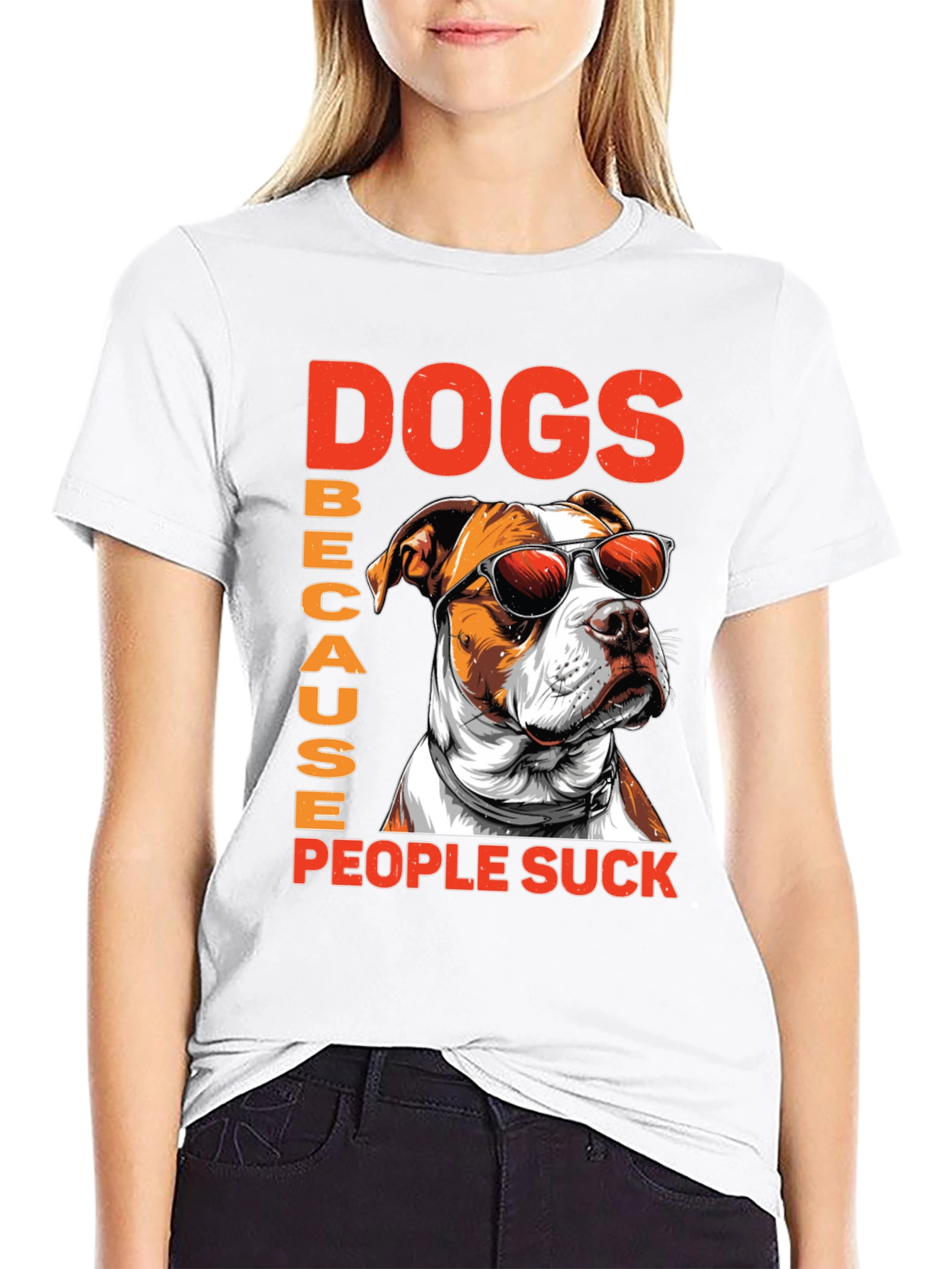Black Dogs Because People Suck Graphic Tee view 9