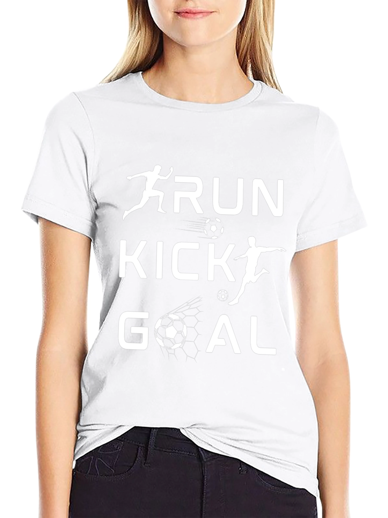Run Kick Goal Soccer Graphic Tee - Black T-Shirt - 9