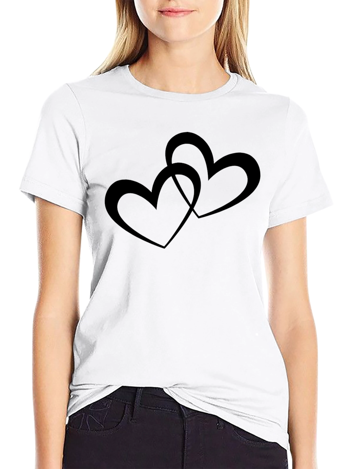 Black Heart Tee - Minimalist Black Cotton Blend T-Shirt view 9