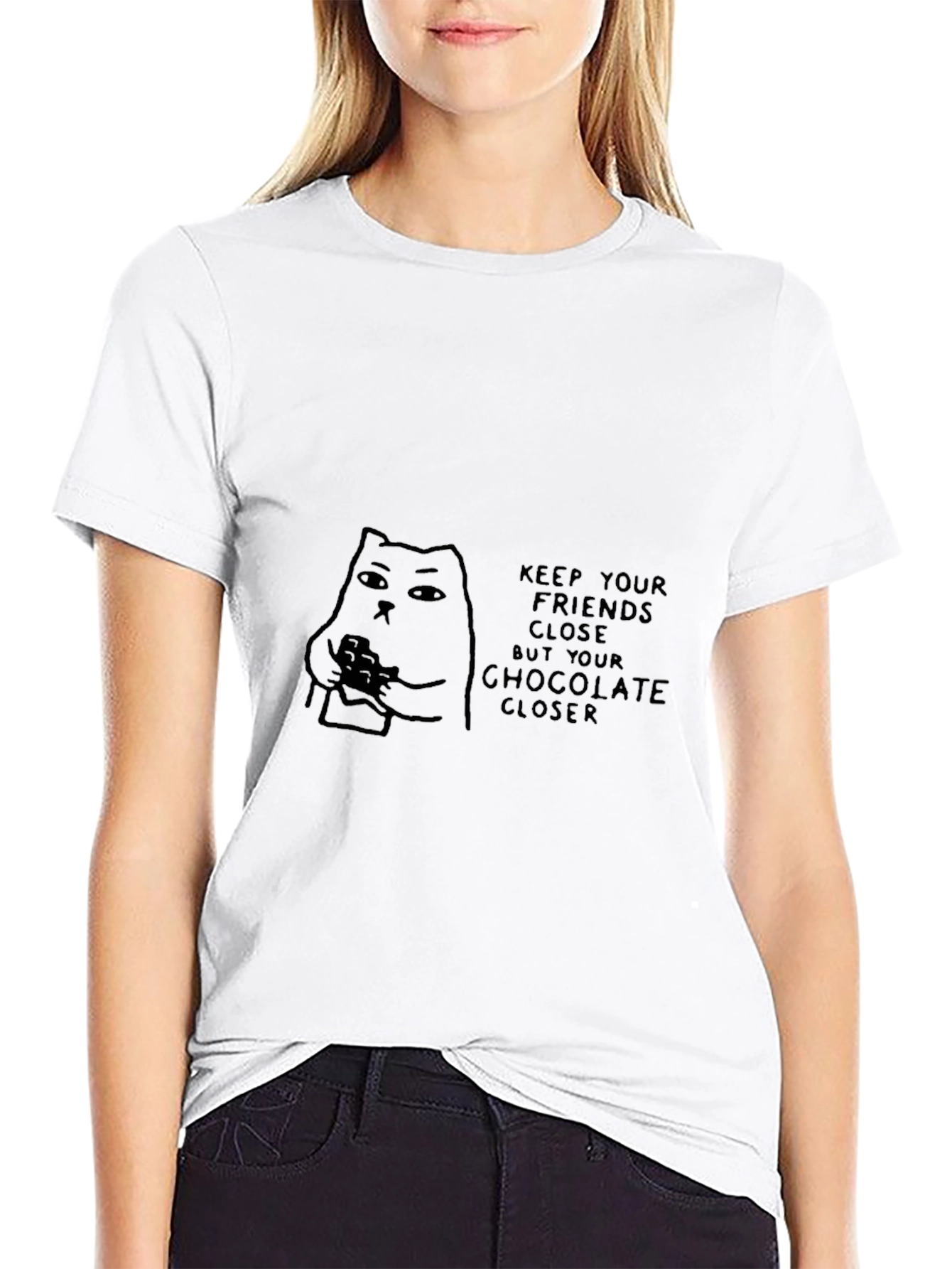 Black Funny Cat & Chocolate T-Shirt view 9