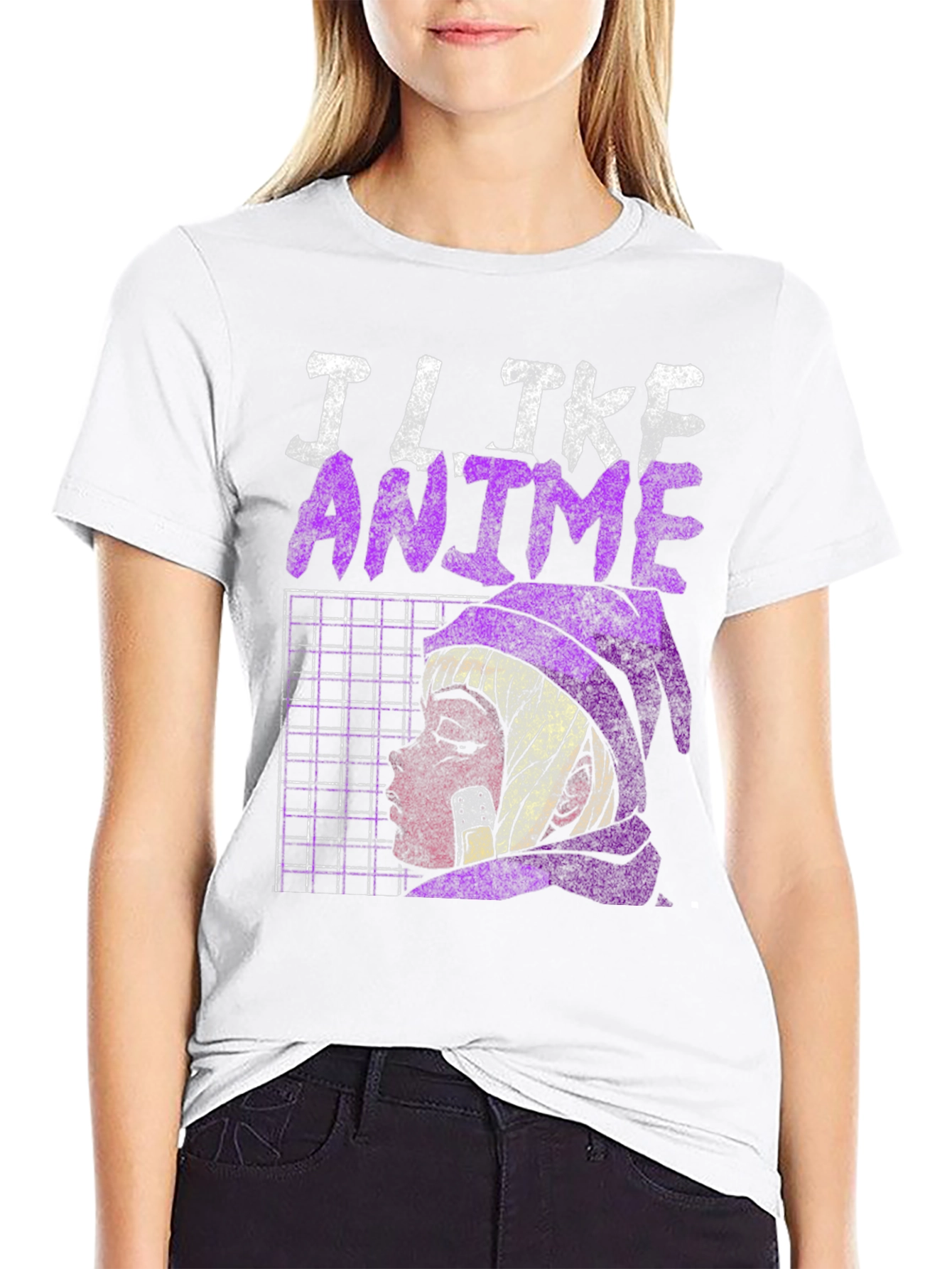 Black I Like Anime Graphic T-Shirt view 9