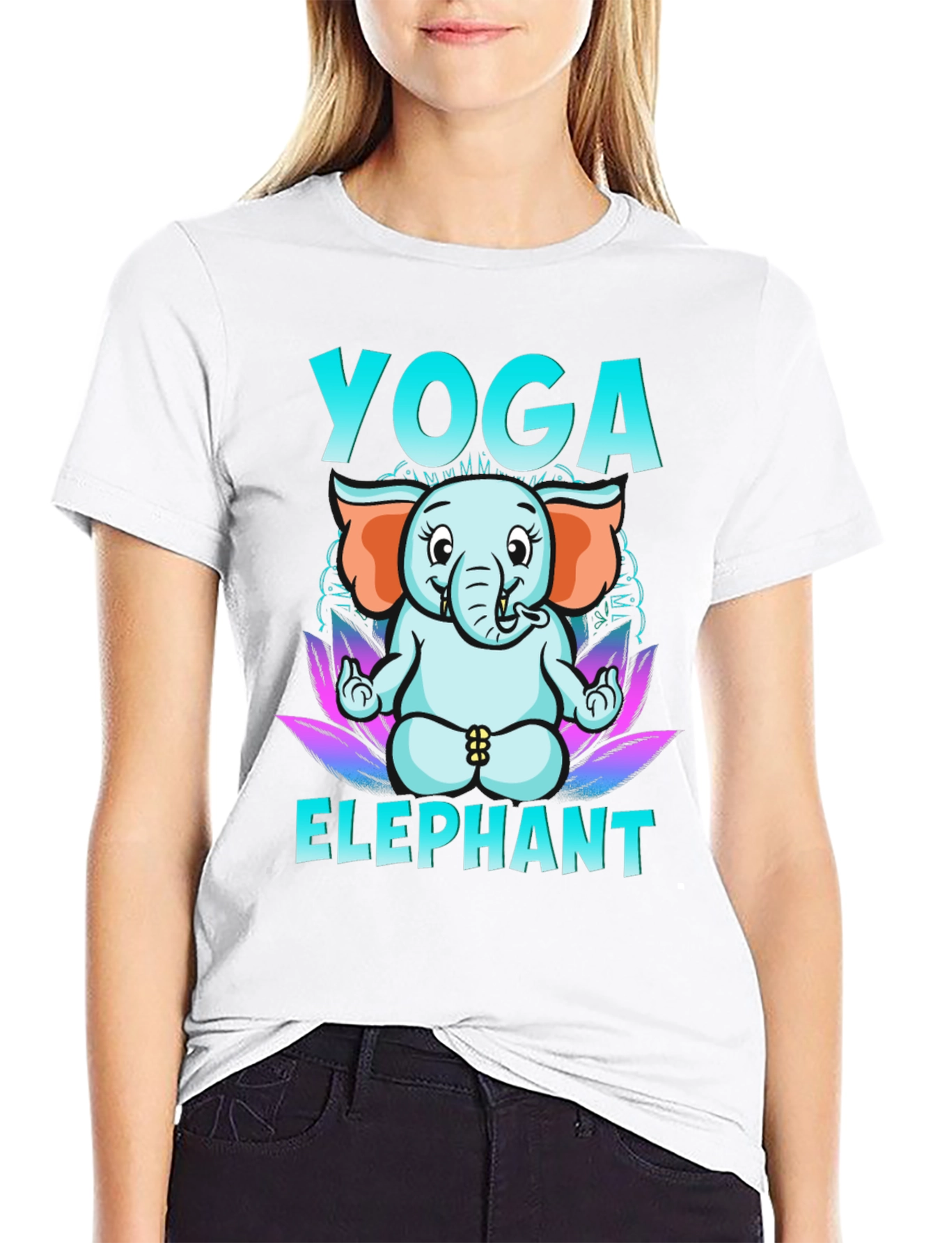 Black Yoga Elephant Graphic Tee - Black view 9