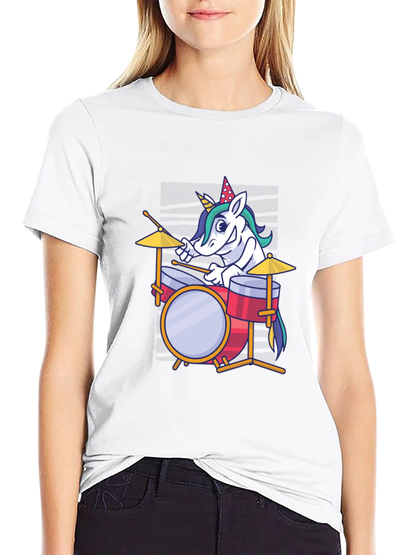 Black Unicorn Drummer Graphic Tee - Fun & Unique T-Shirt view 9