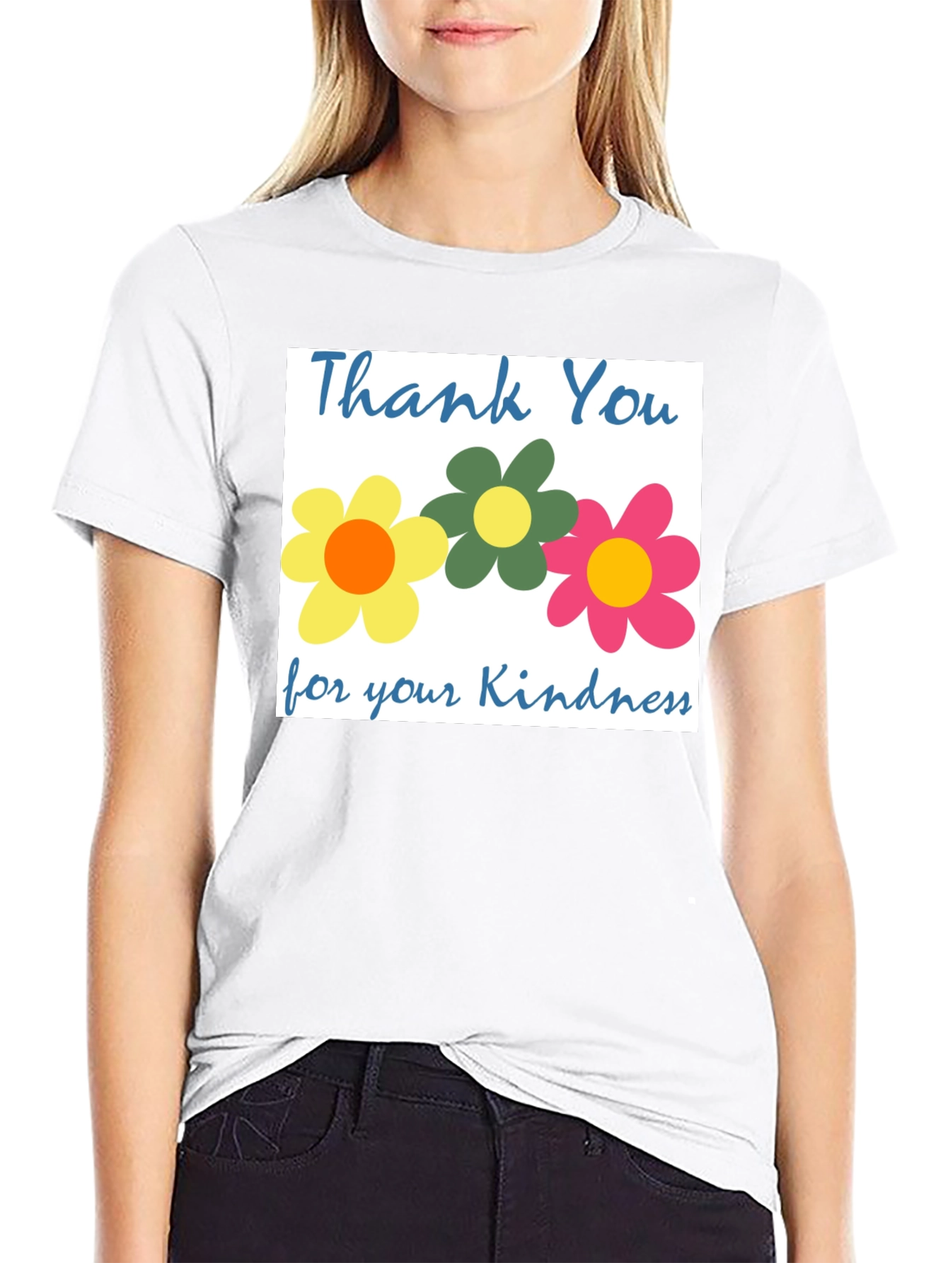 Black Thank You Flowers T-Shirt - Kindness Appreciation Tee view 9